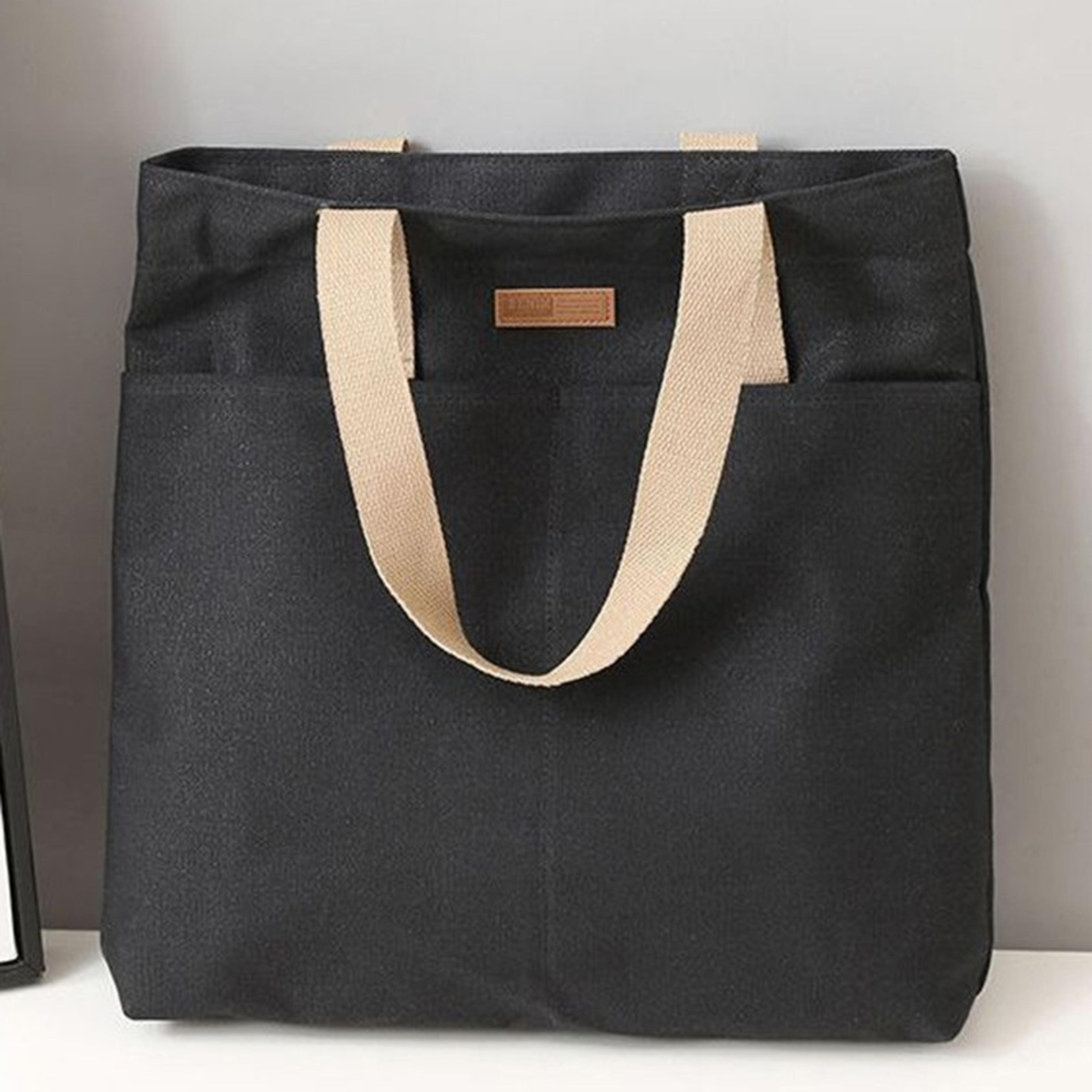 everyday multi pocket canvas tote bag for work college and daily carry