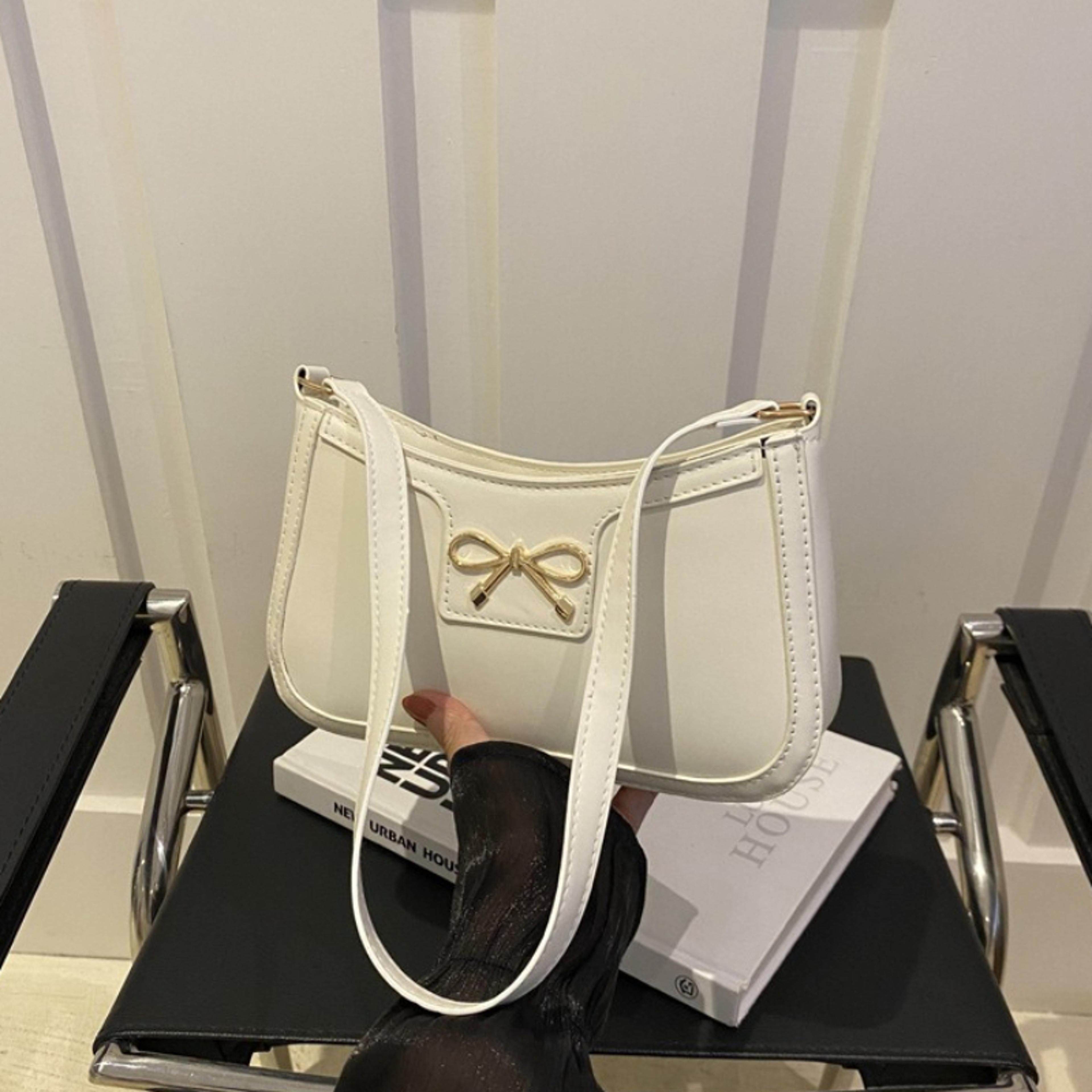 elegant metal bow shoulder bag for women minimalist underarm purse