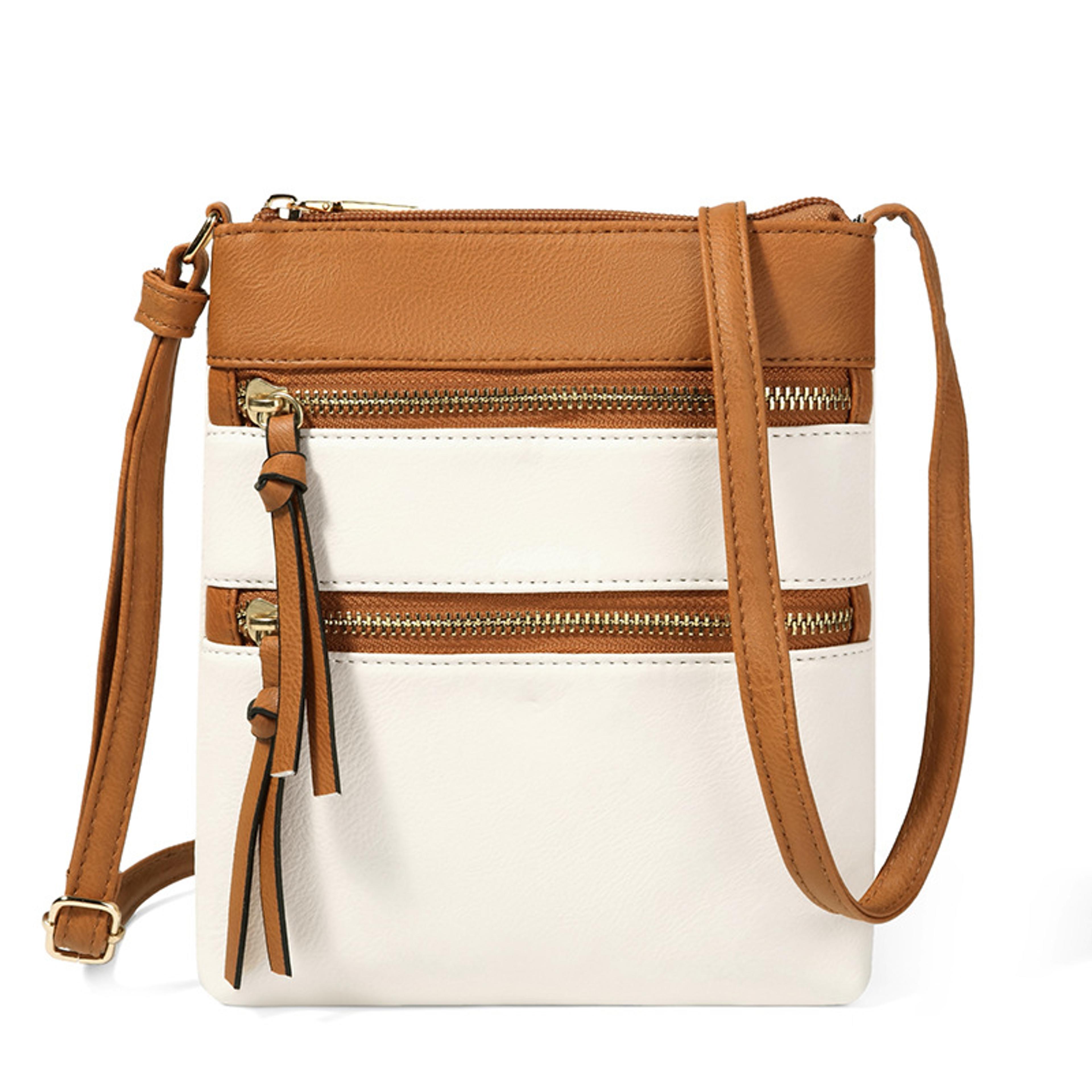 soft faux leather crossbody bag for women multi pocket phone purse