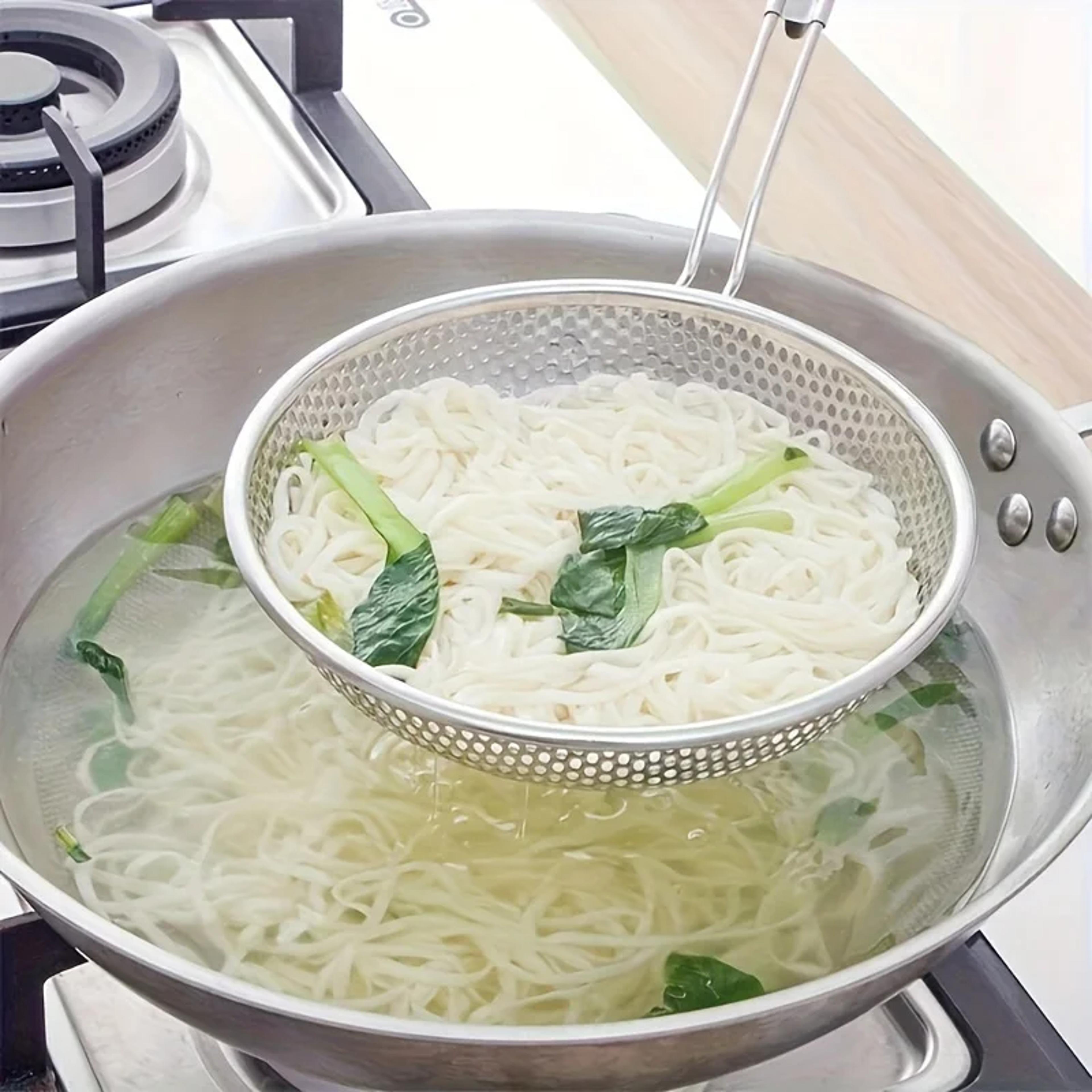 stainless steel fine mesh skimmer spoon for noodles pasta and frying