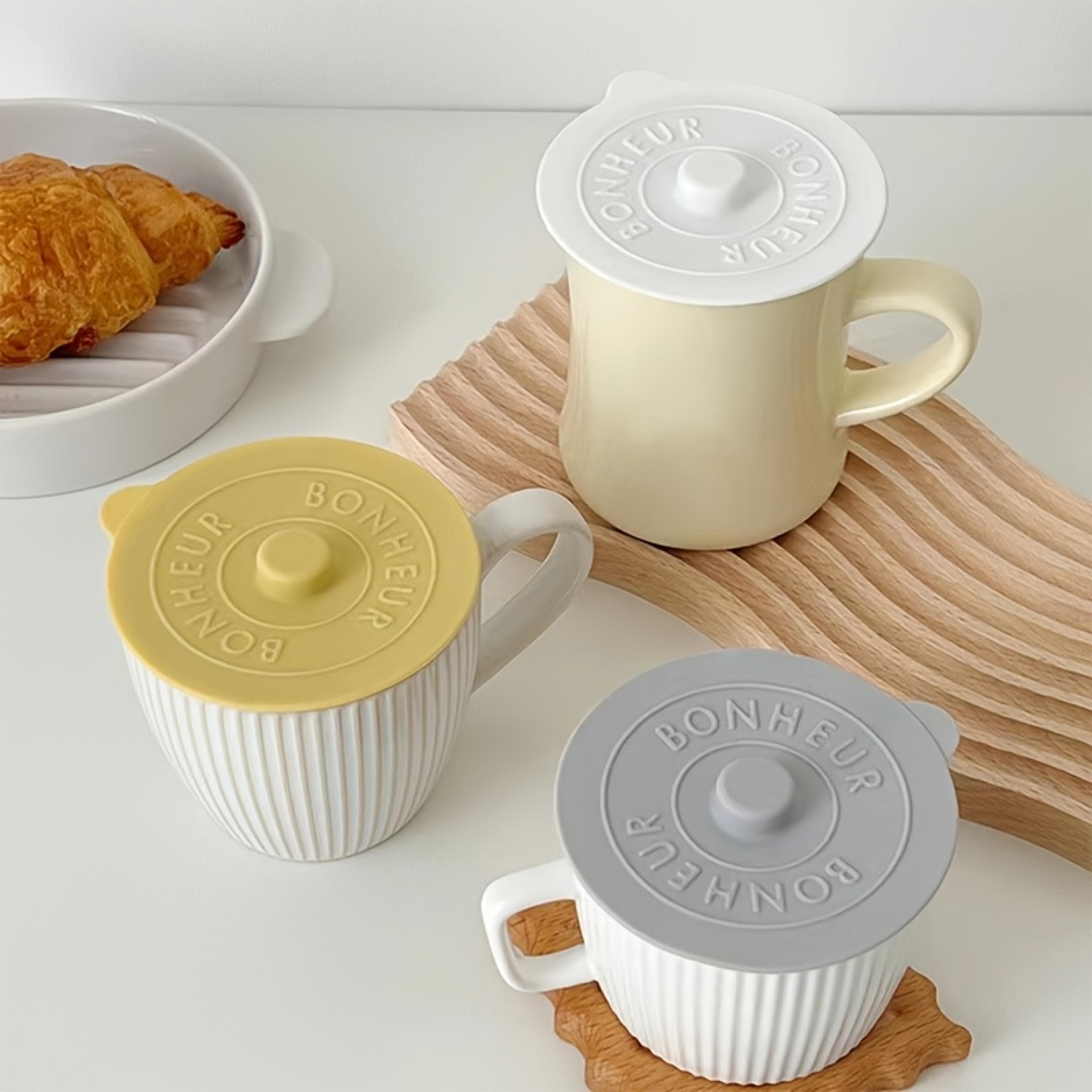 silicone cup lids reusable dust proof mug covers with non slip ribbed grip