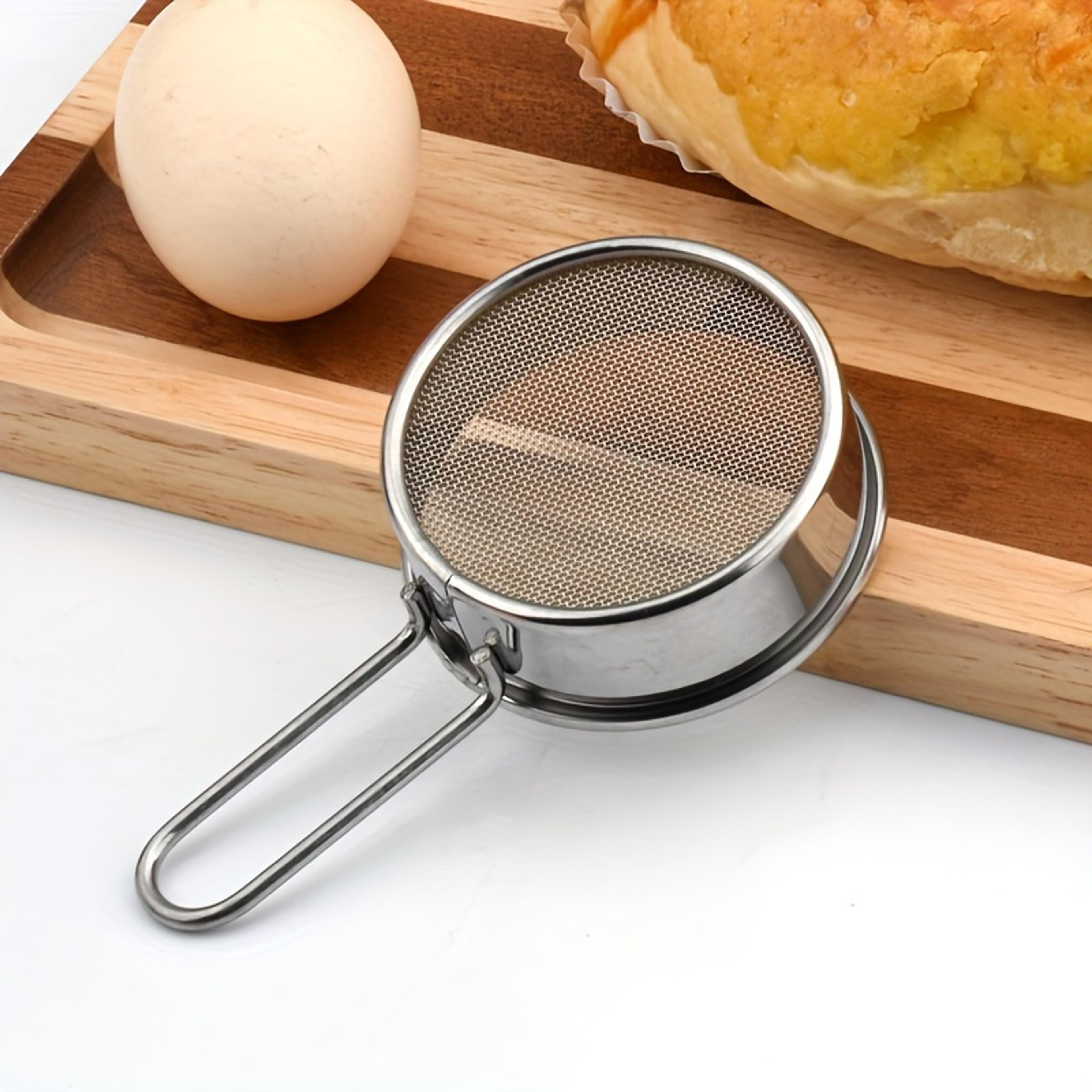 stainless steel flour sifter cup fine mesh baking sieve and icing sugar shaker