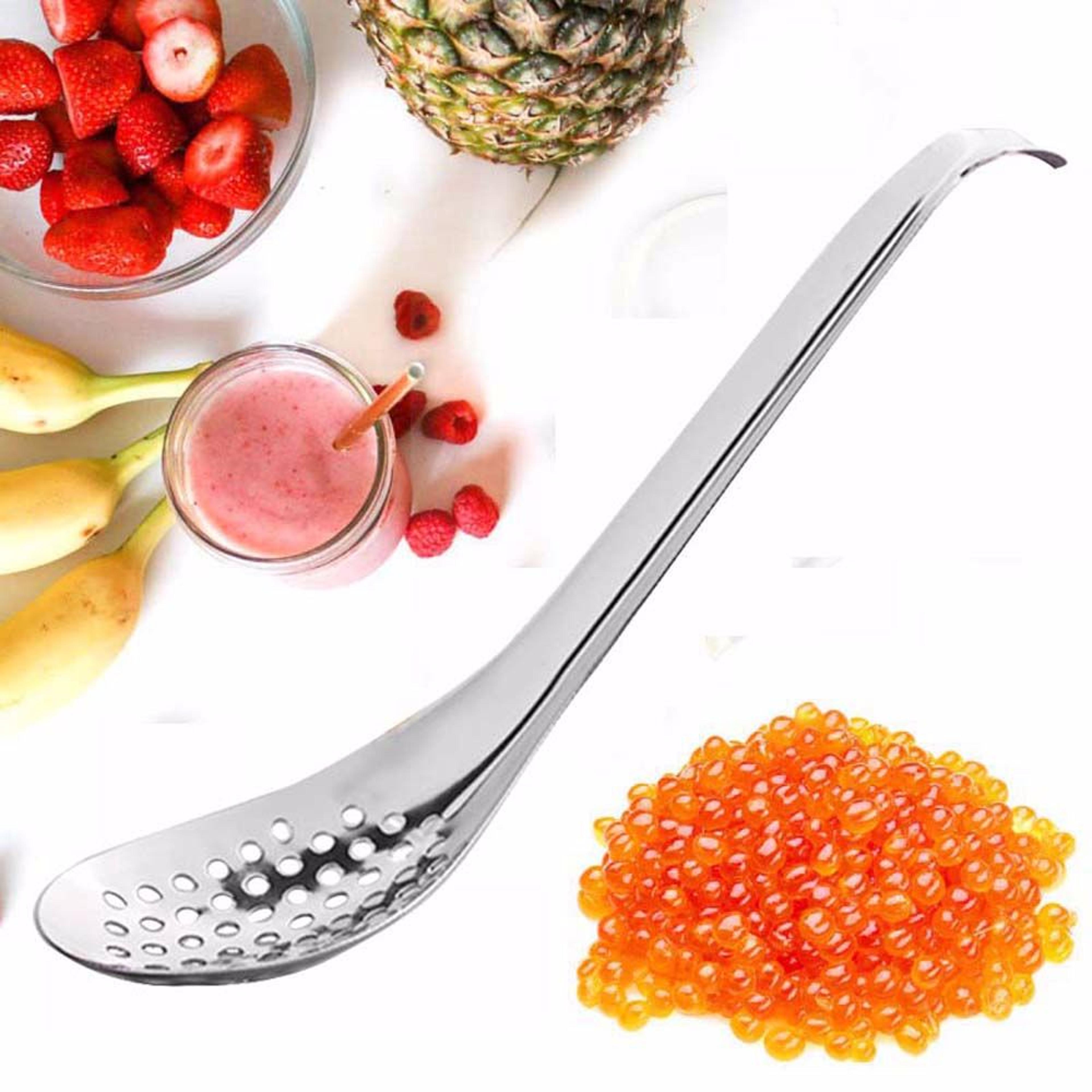 stainless steel strainer spoon for caviar cooking and spherification
