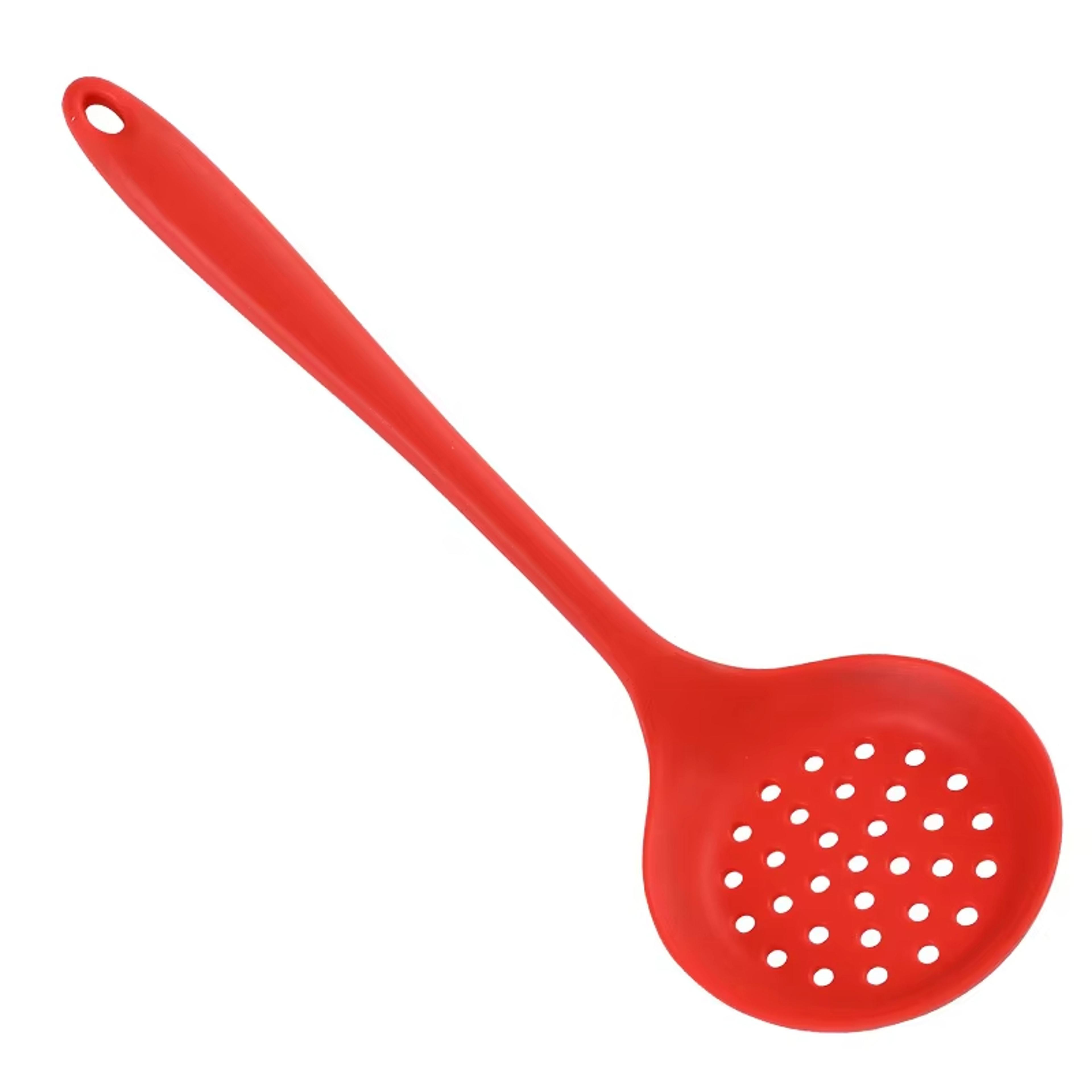 long handle silicone strainer spoon heat resistant pasta skimmer for nonstick cookware