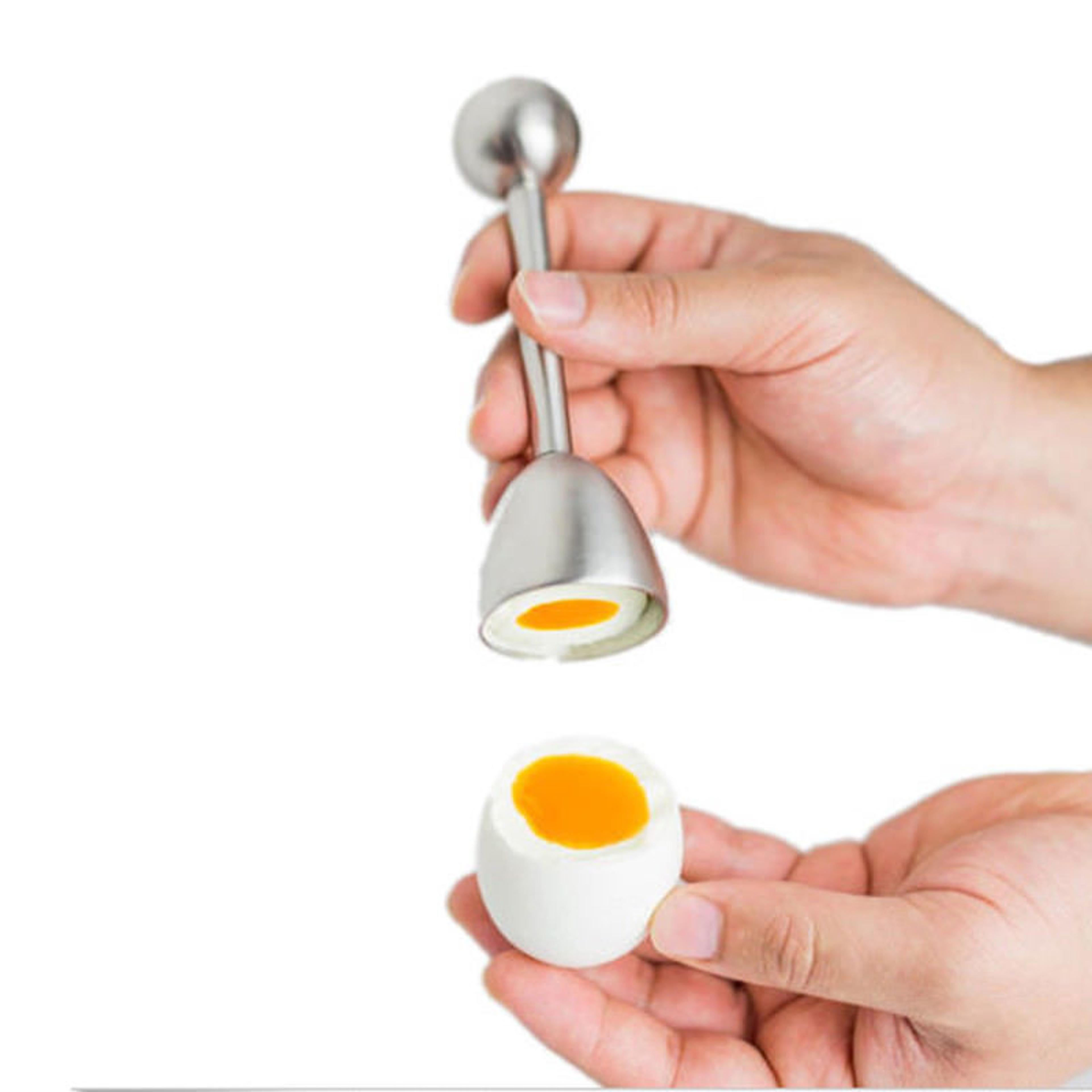 stainless steel egg topper cutter clean boiled egg shell opener