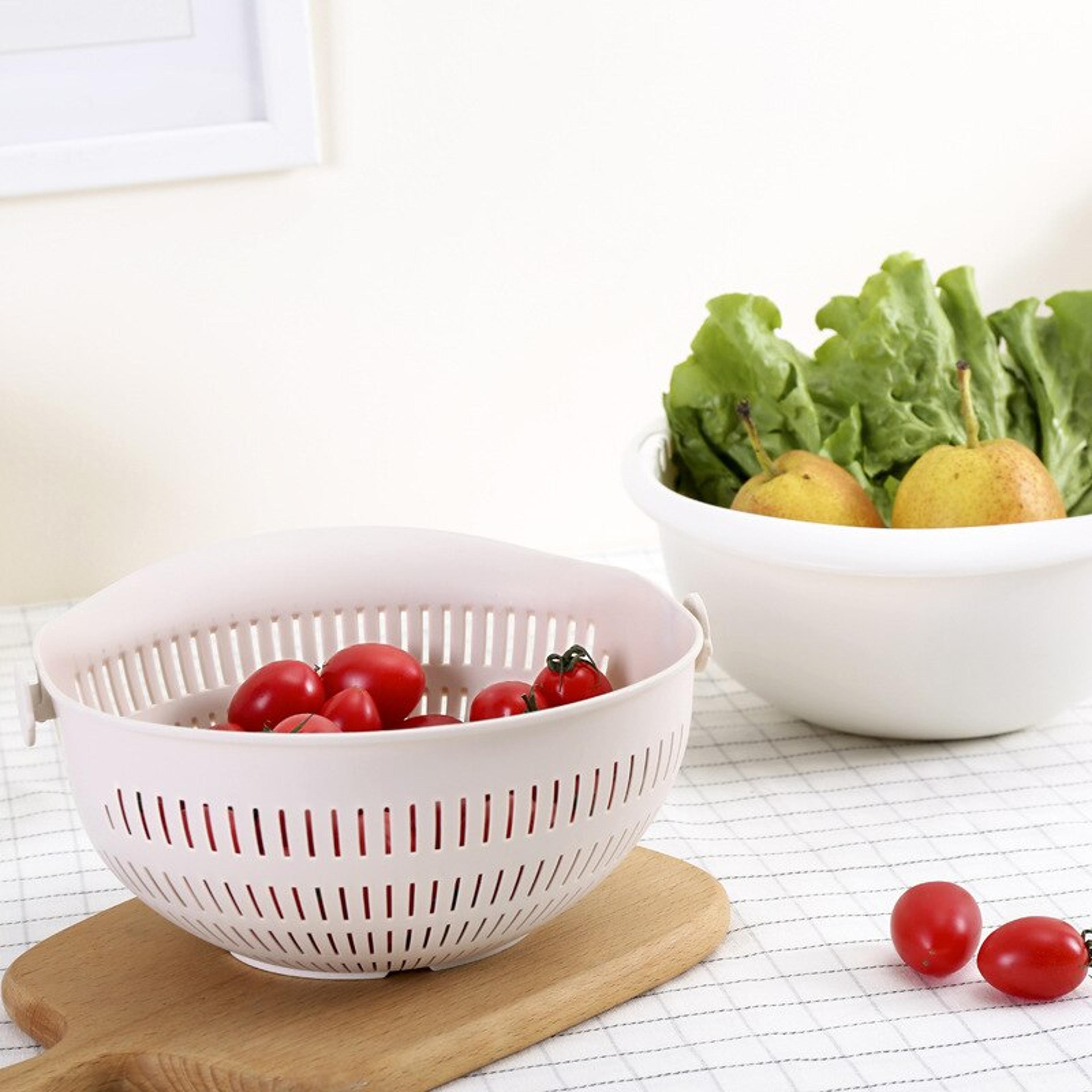2 in 1 rotating vegetable washing basket and fruit strainer bowl