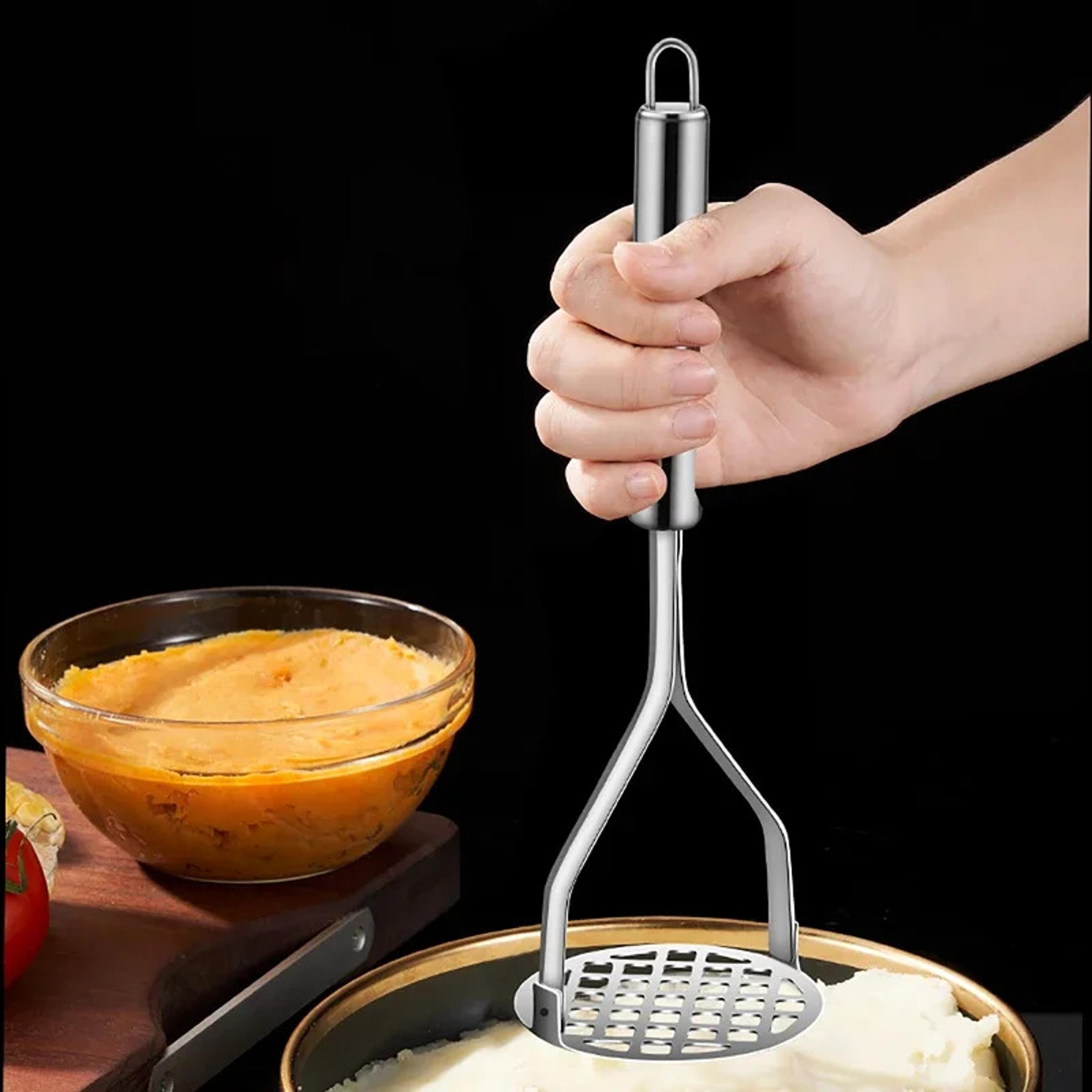 stainless steel potato masher for smooth vegetable purees