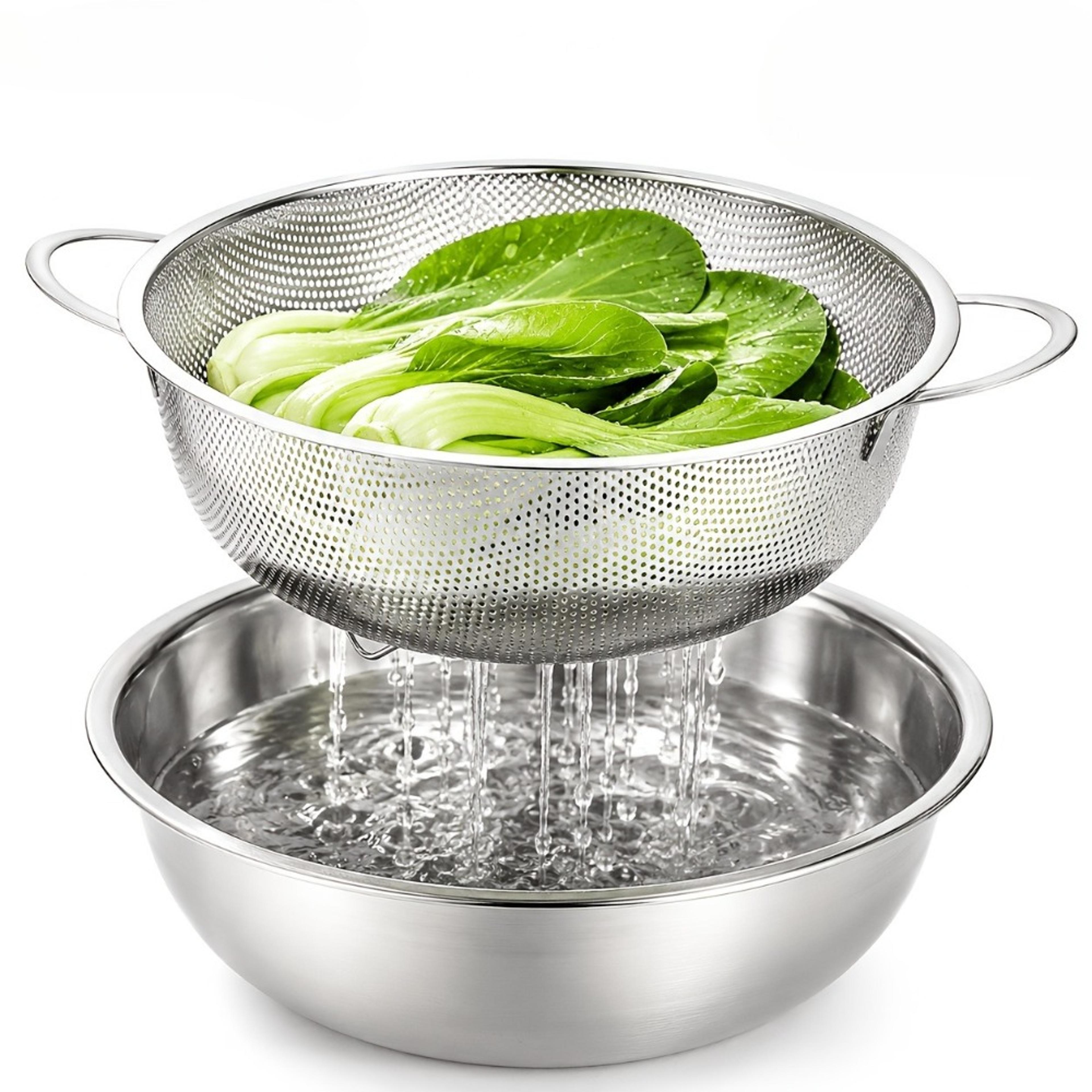 large stainless steel colander kitchen strainer for pasta fruit and vegetables