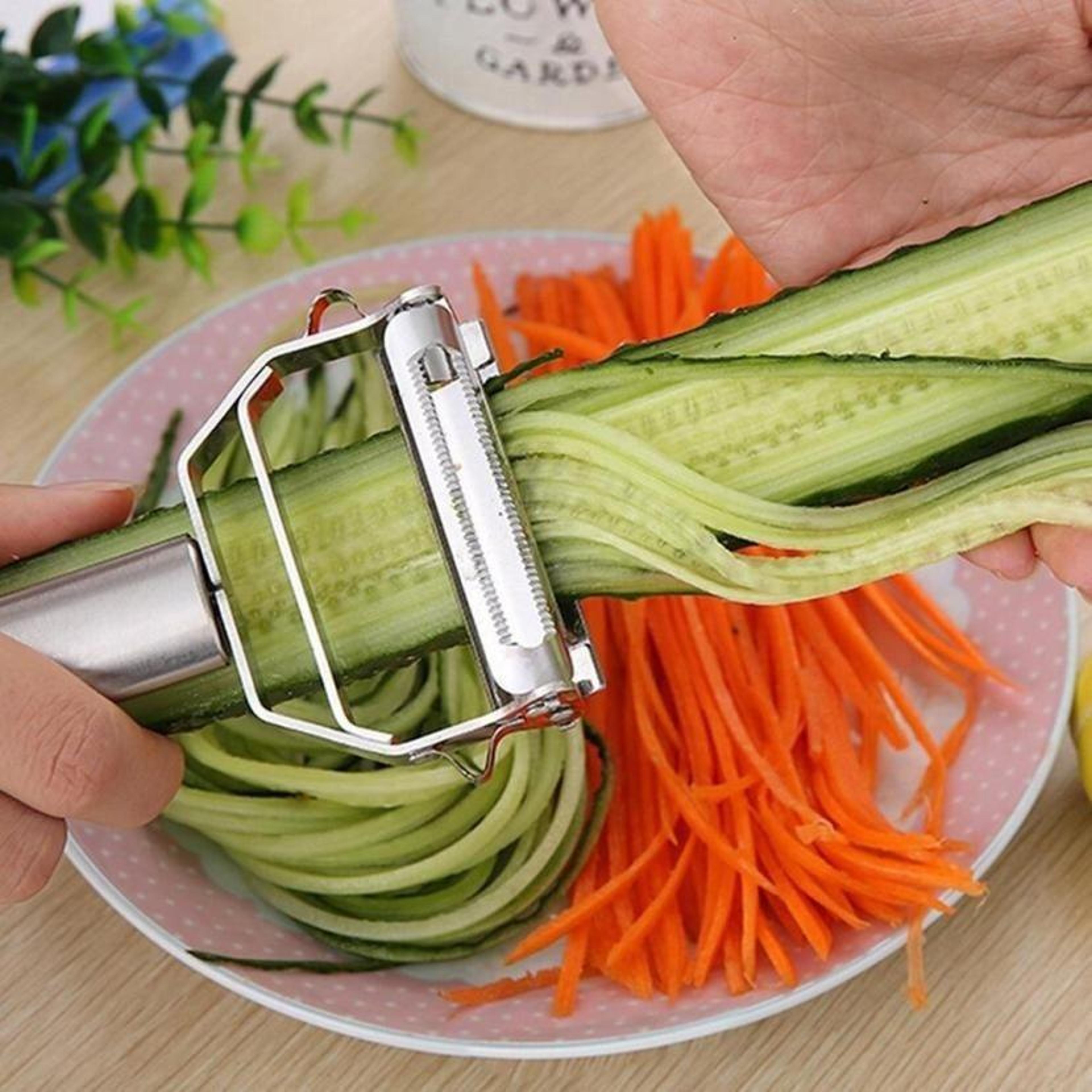 2 in 1 stainless steel julienne peeler and vegetable slicer