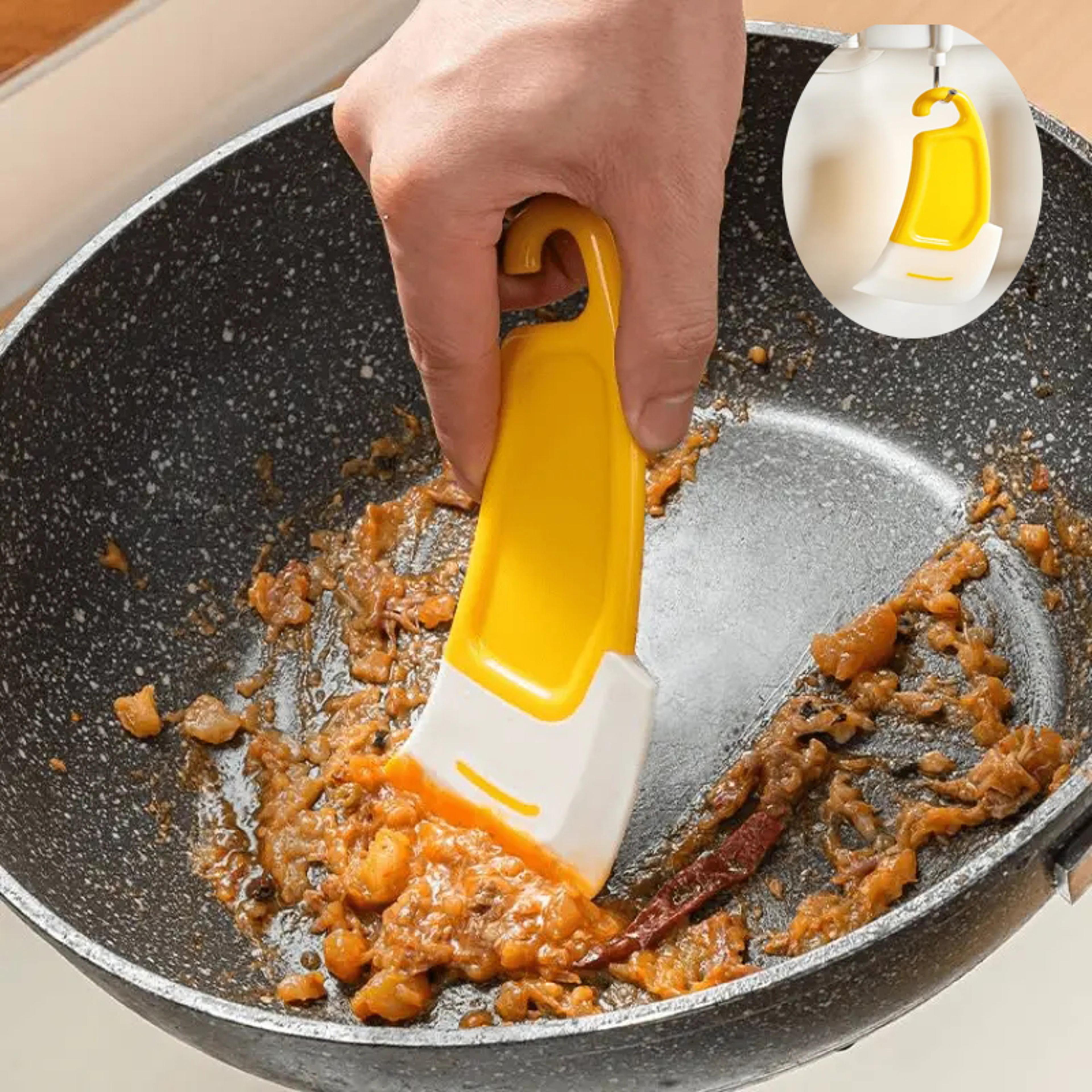 silicone pan scraper spatula non scratch cookware cleaning tool