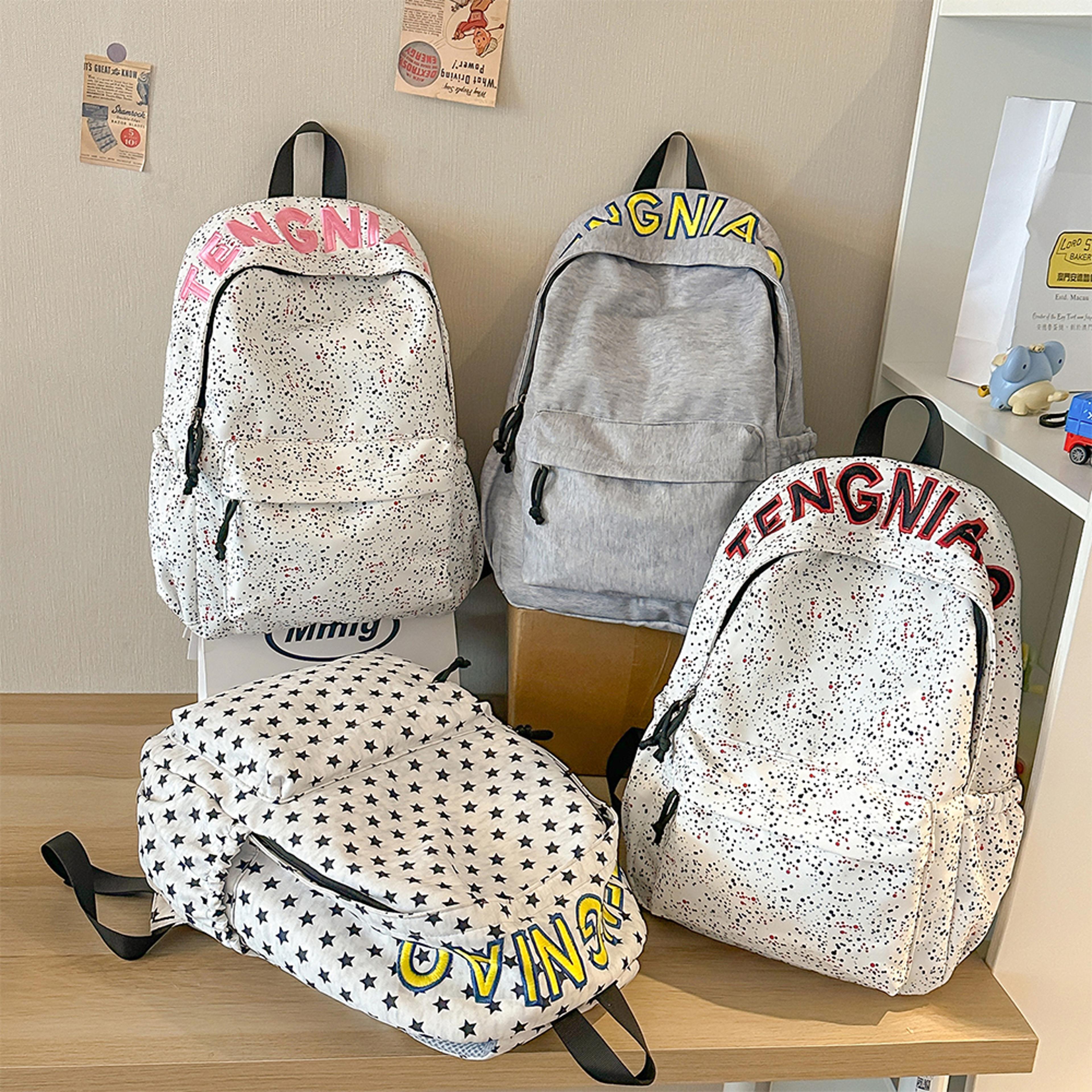 star print nylon backpack large capacity school and travel daypack
