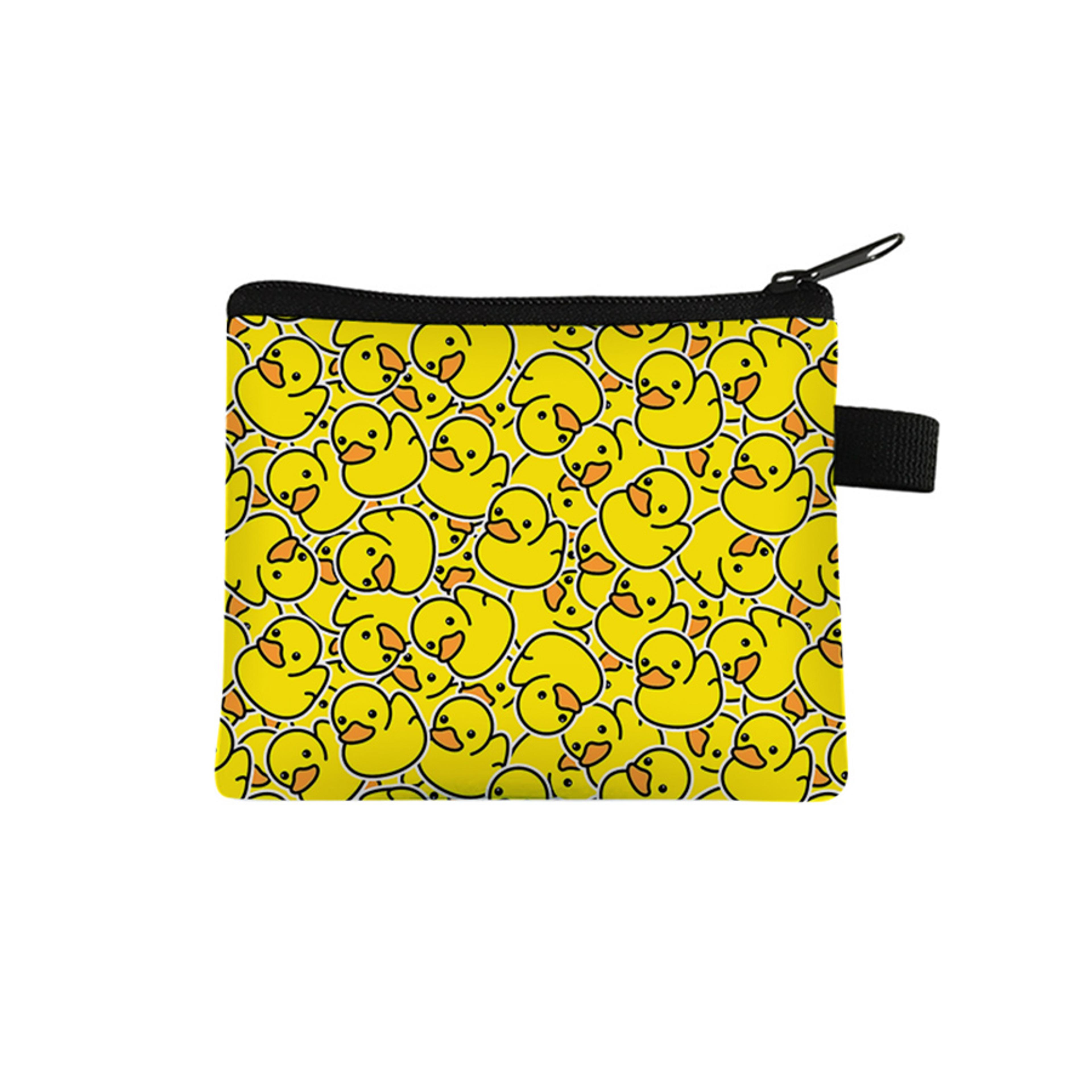 yellow duck coin purse keychain kids mini wallet and card organizer