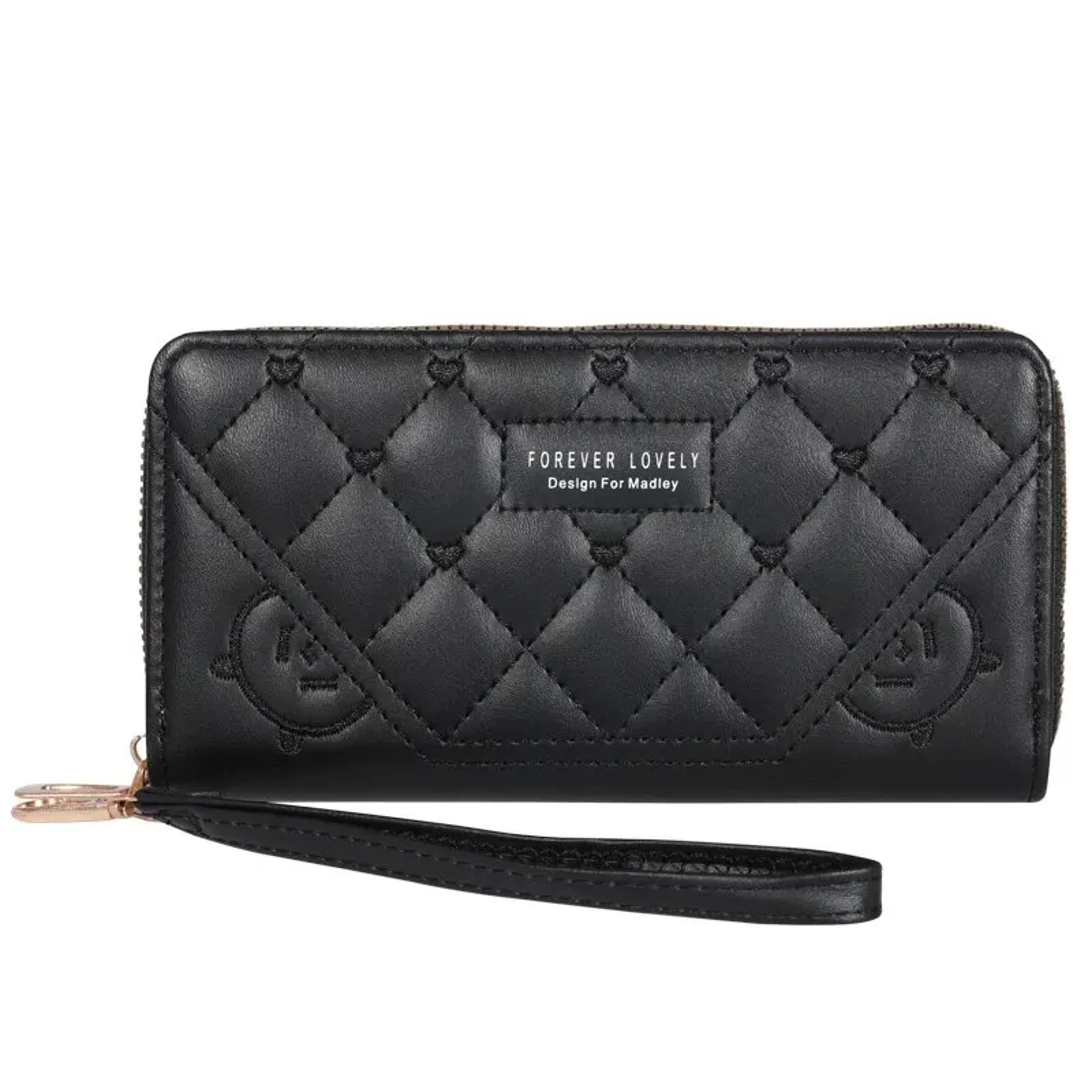 embroidered phone wallet for women large capacity zipper card holder clutch