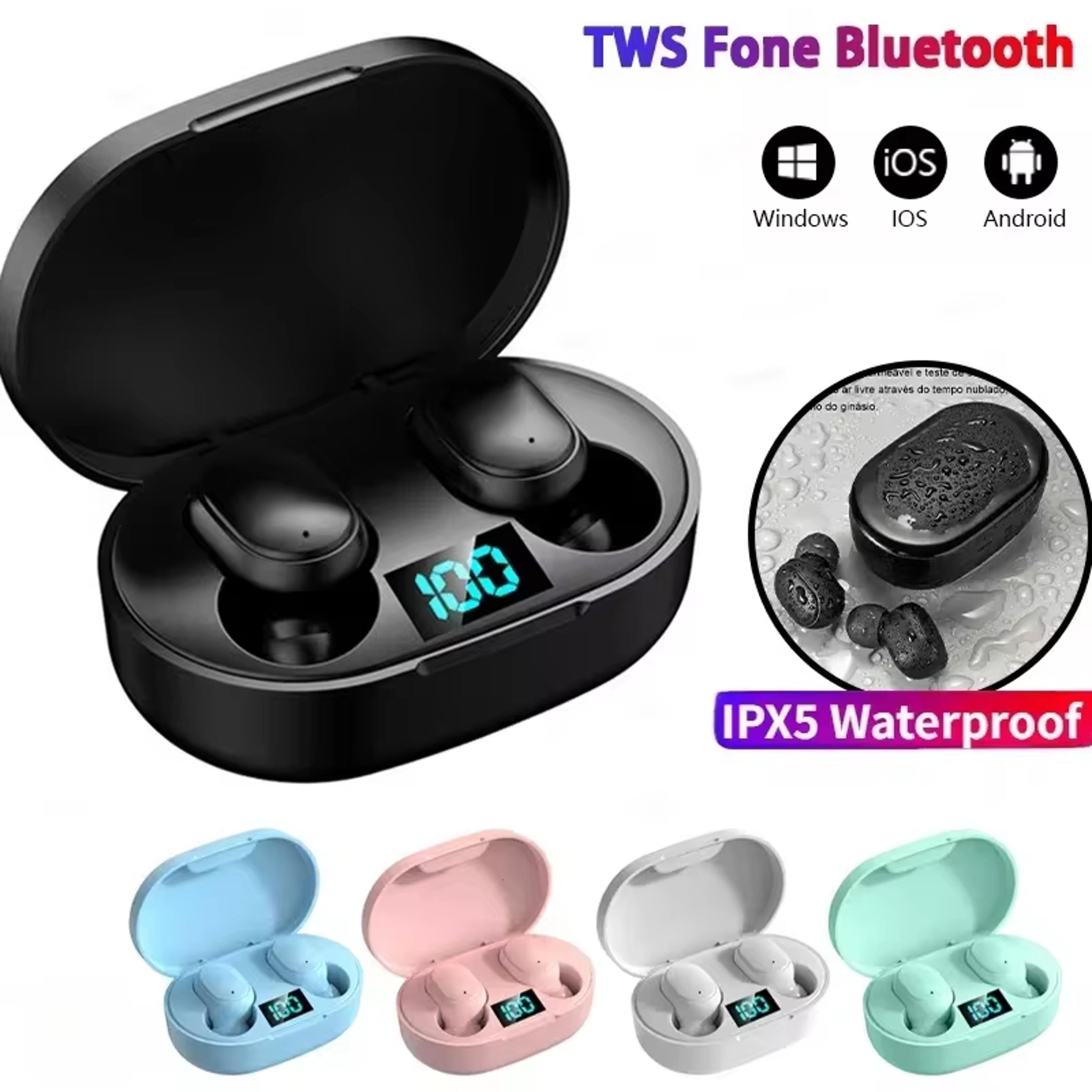 e6s wireless bluetooth earbuds with mic, noise reduction and charging case