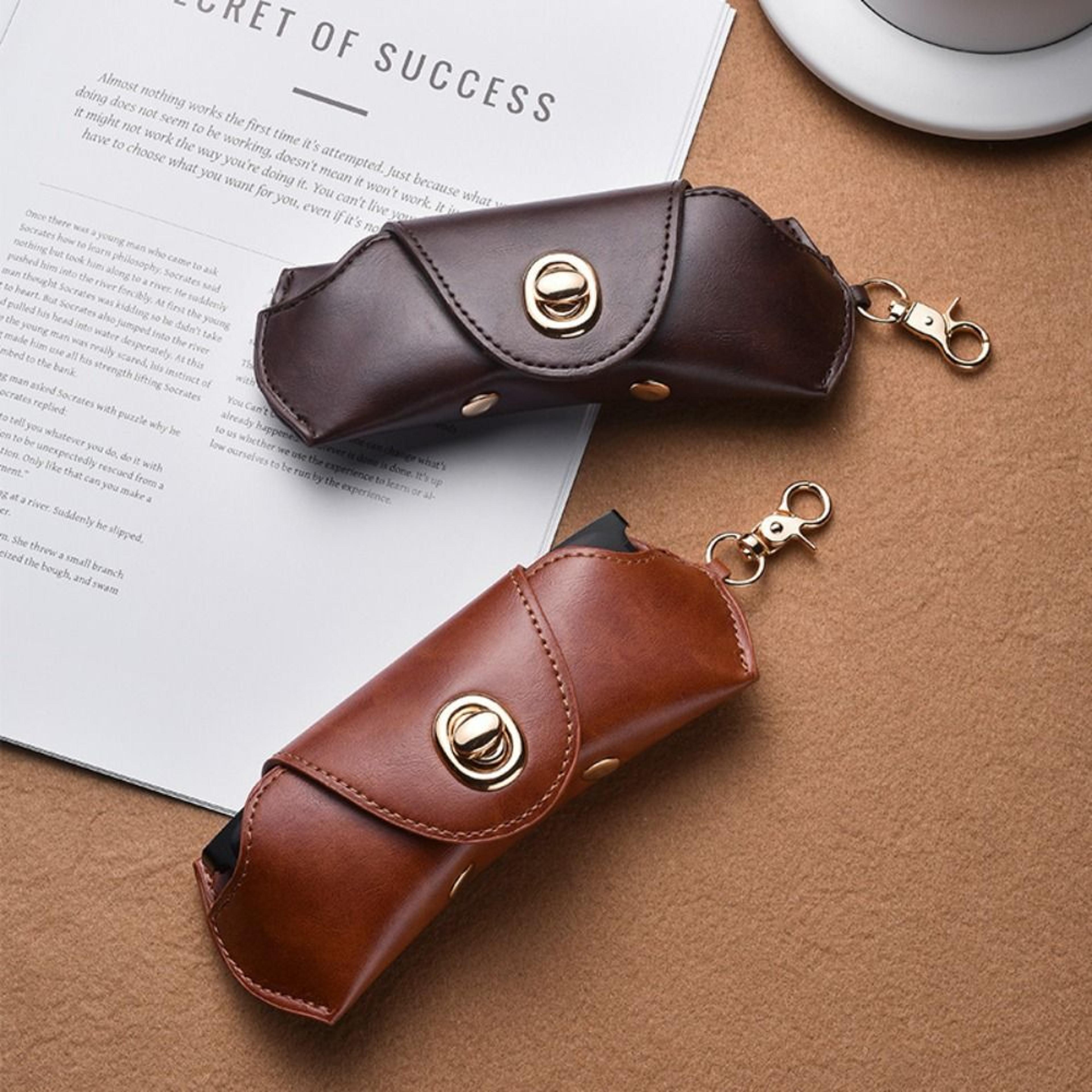soft leather sunglasses case with neck strap portable eyeglass pouch and clip