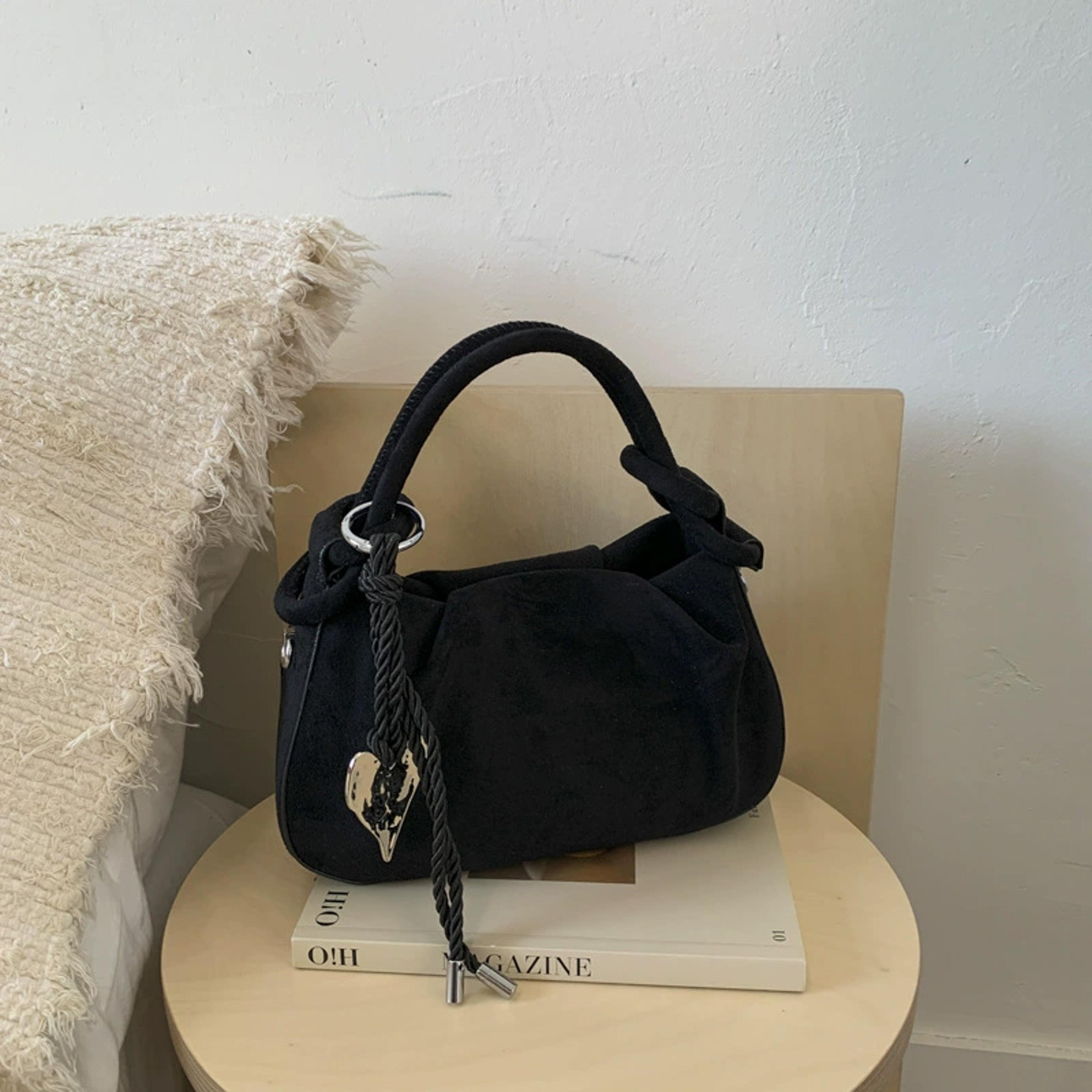 chic small suede shoulder bag for women with short handle