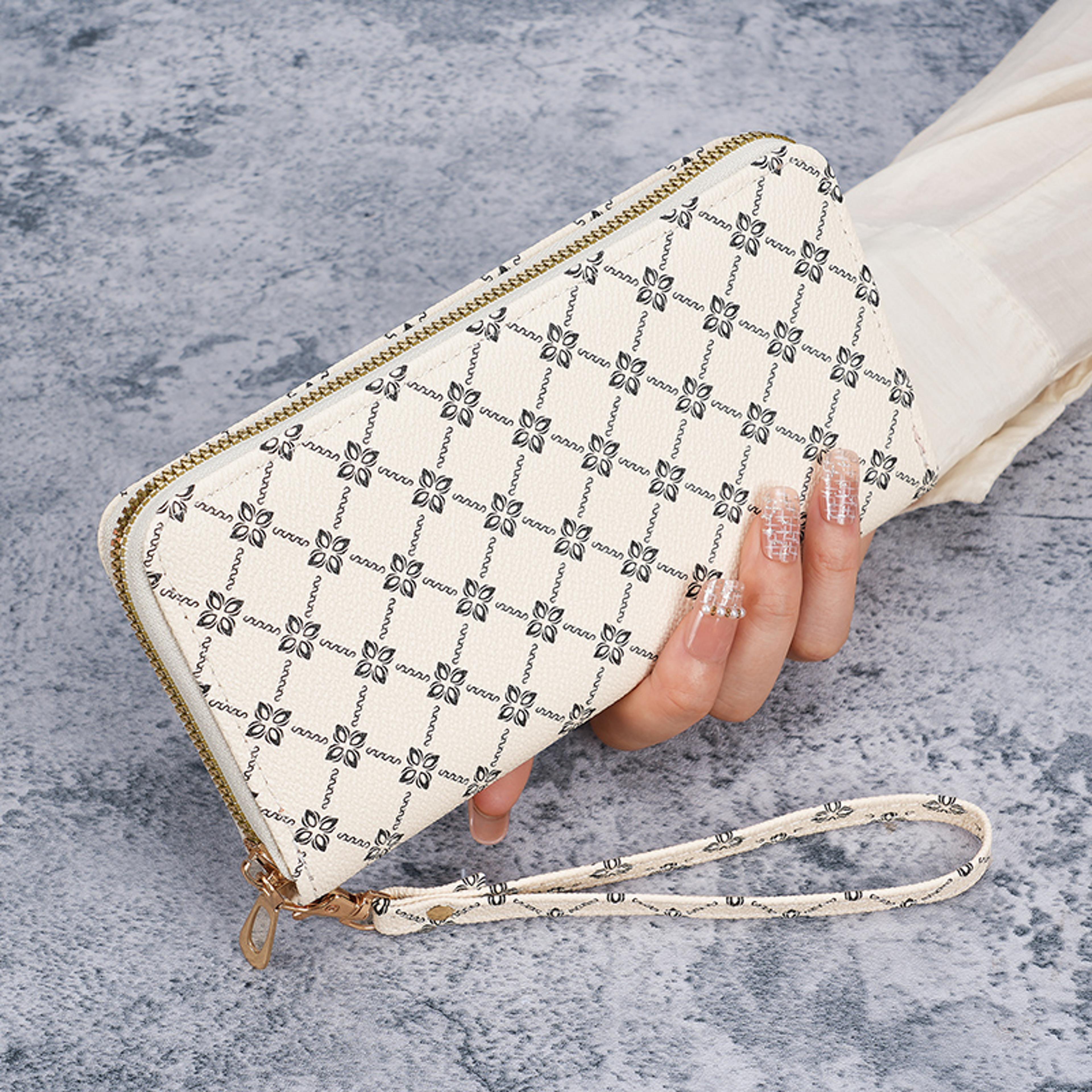 printed womens long wallet large capacity clutch purse with card storage