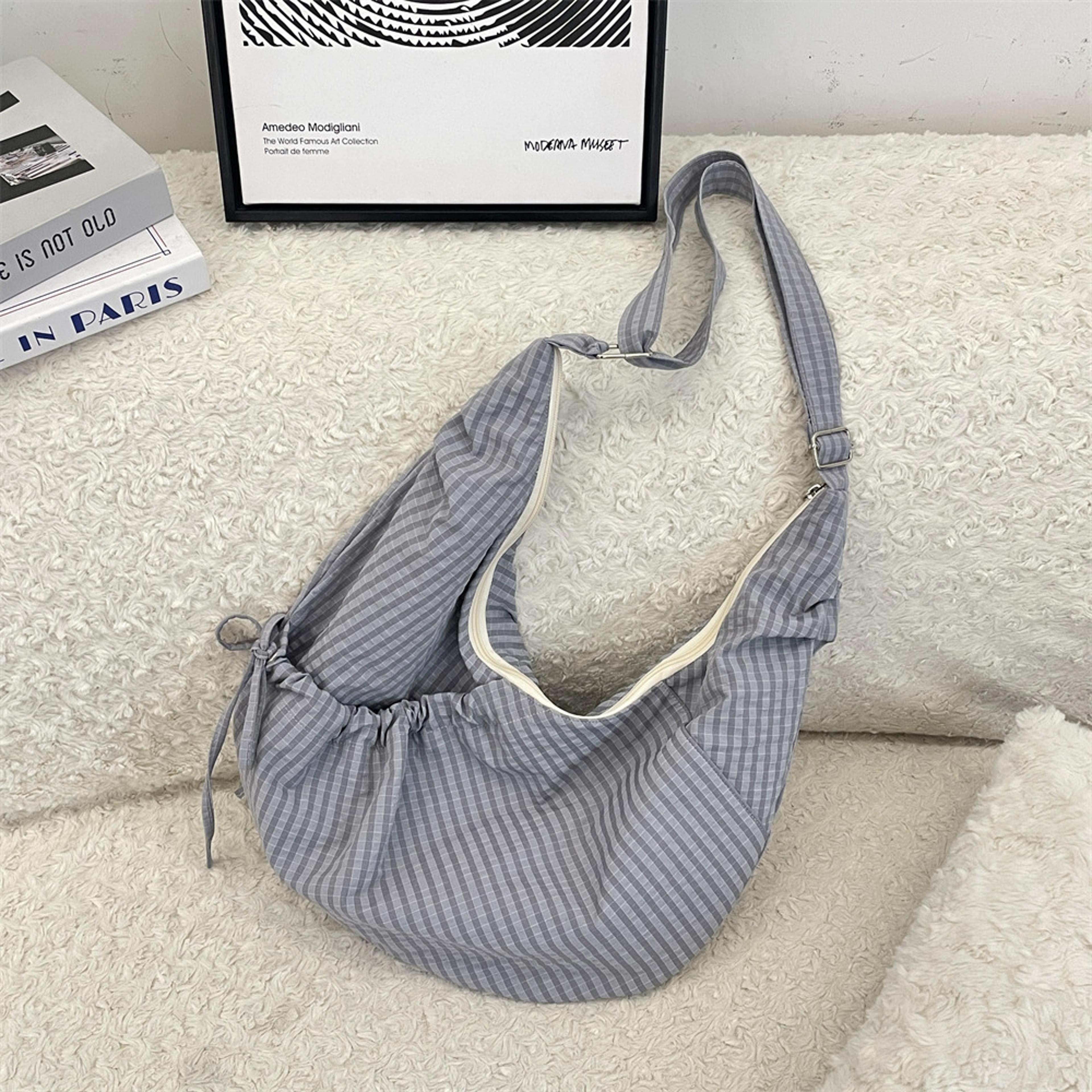 retro plaid nylon hobo bag for women large capacity dumpling shoulder bag