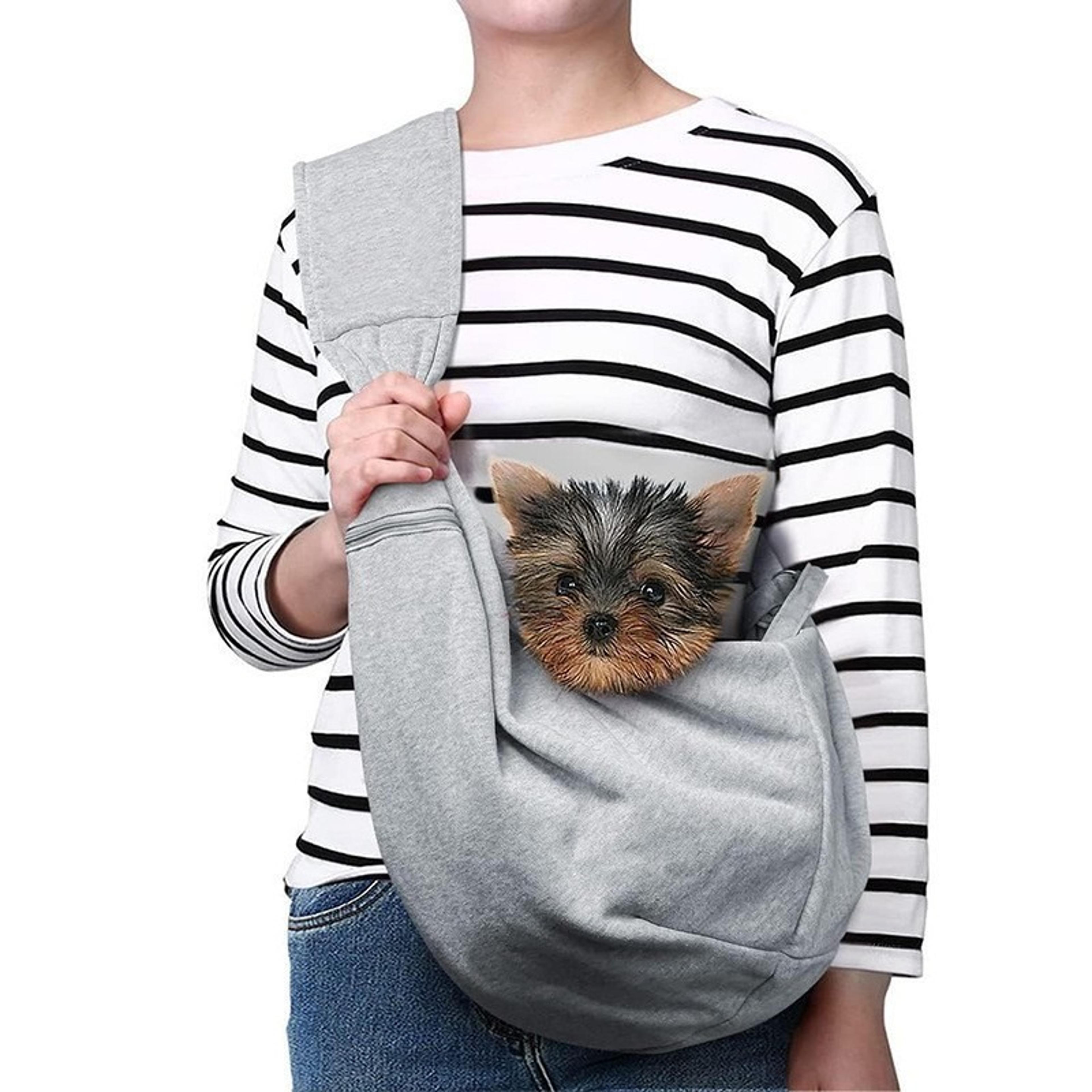 cozy hands free dog carrier sling for small dogs and cats with safety tether and storage pocket