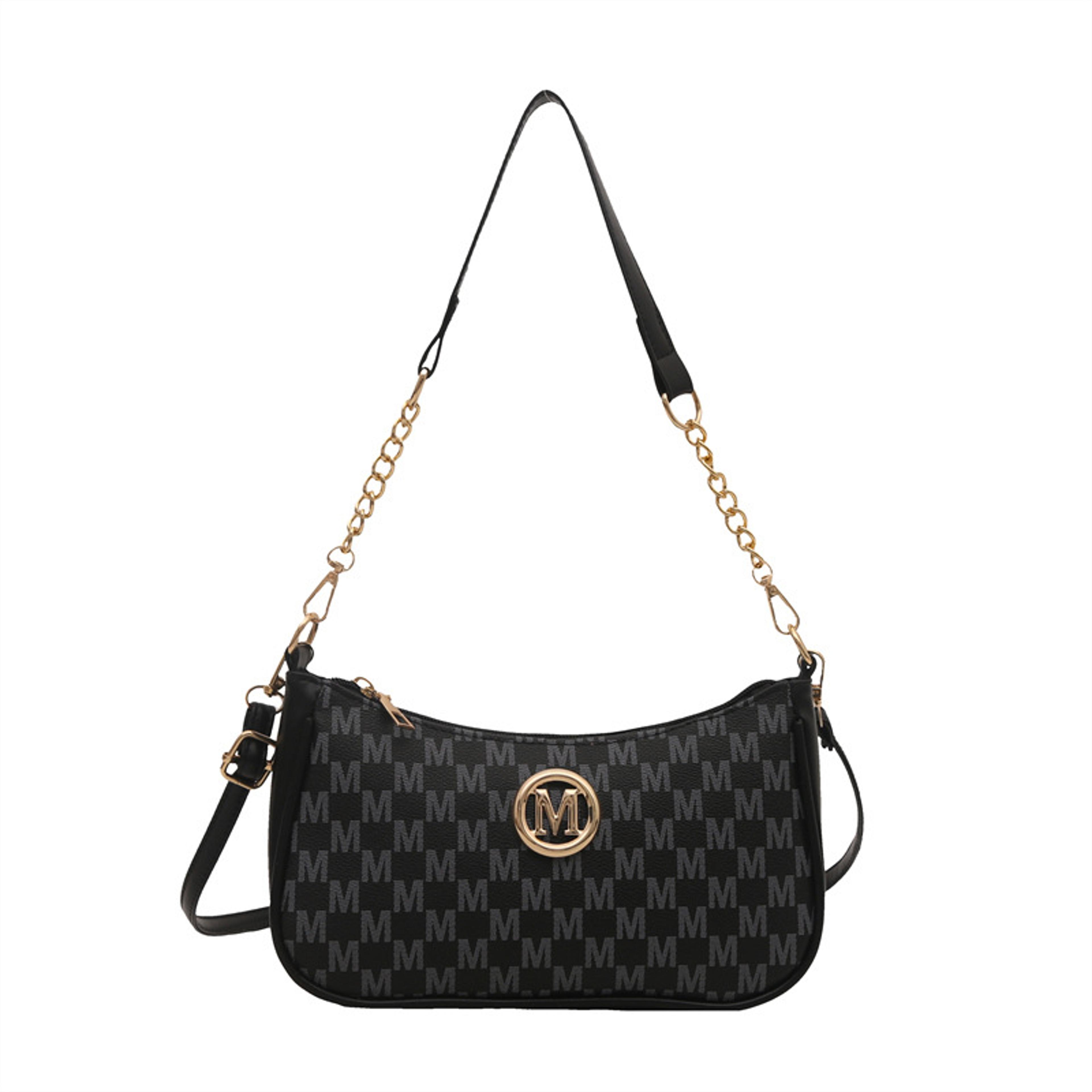 vintage m letter pu leather crossbody bag for women