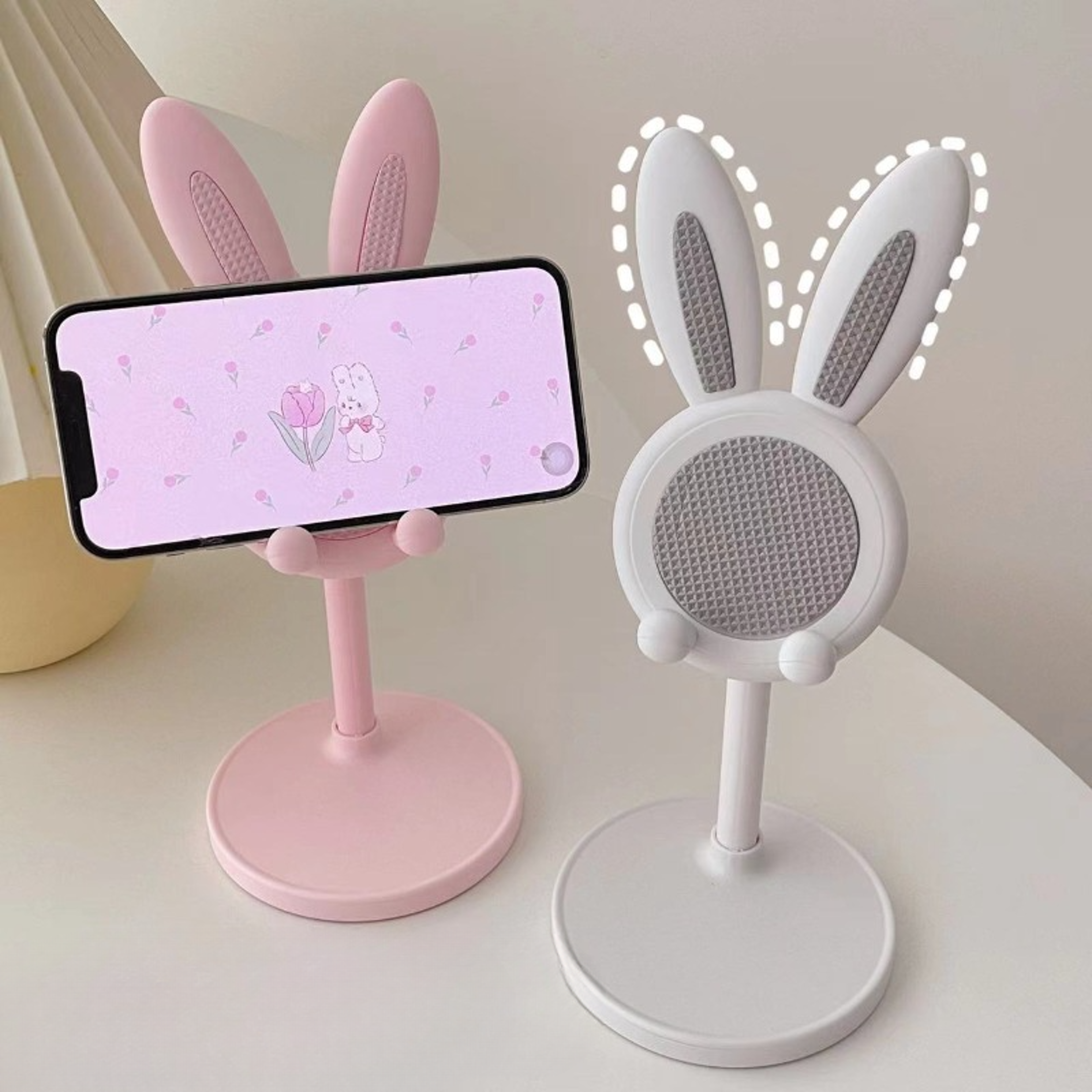 cute rabbit adjustable phone stand desktop holder for hands free viewing