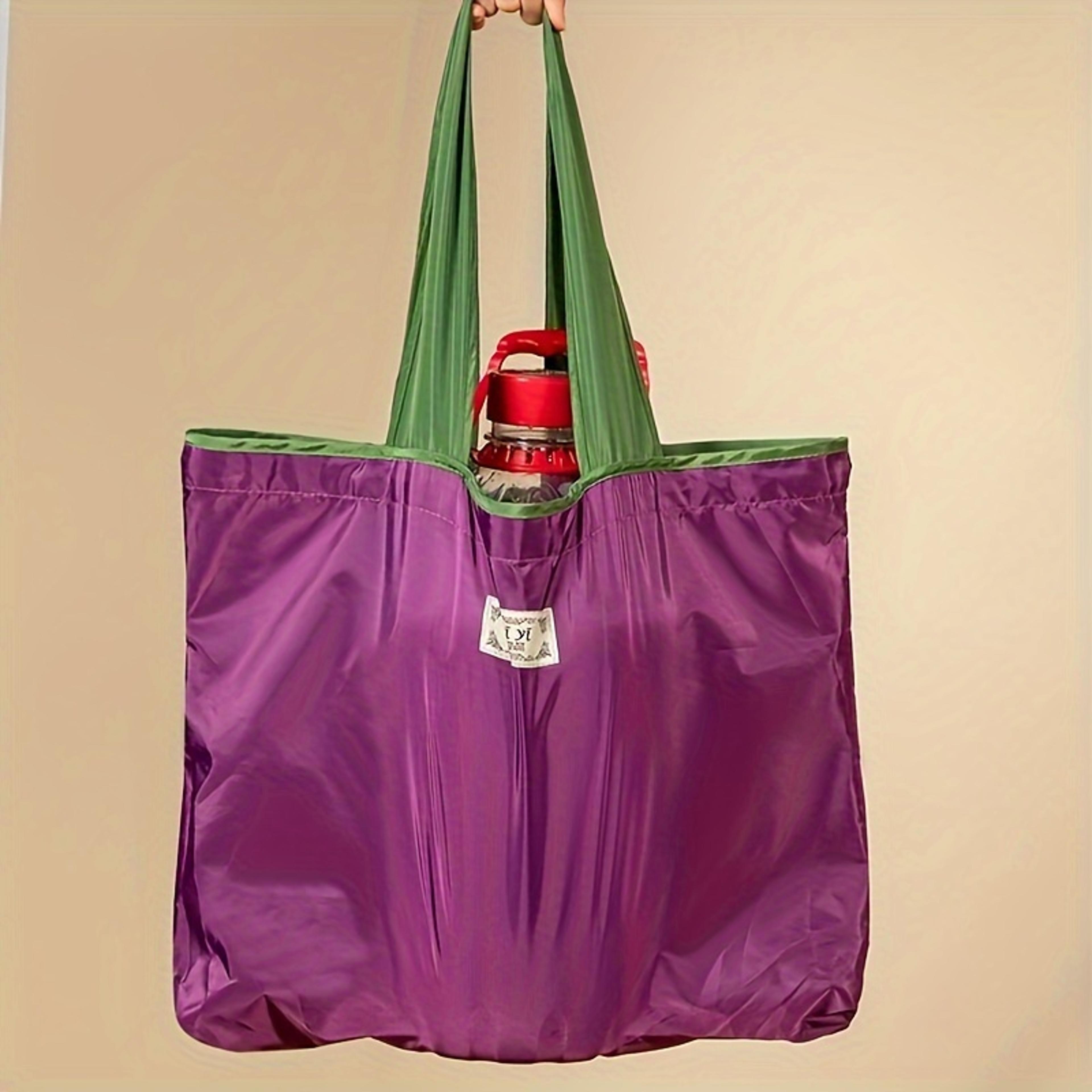large capacity reusable shopping bag foldable drawstring shoulder tote