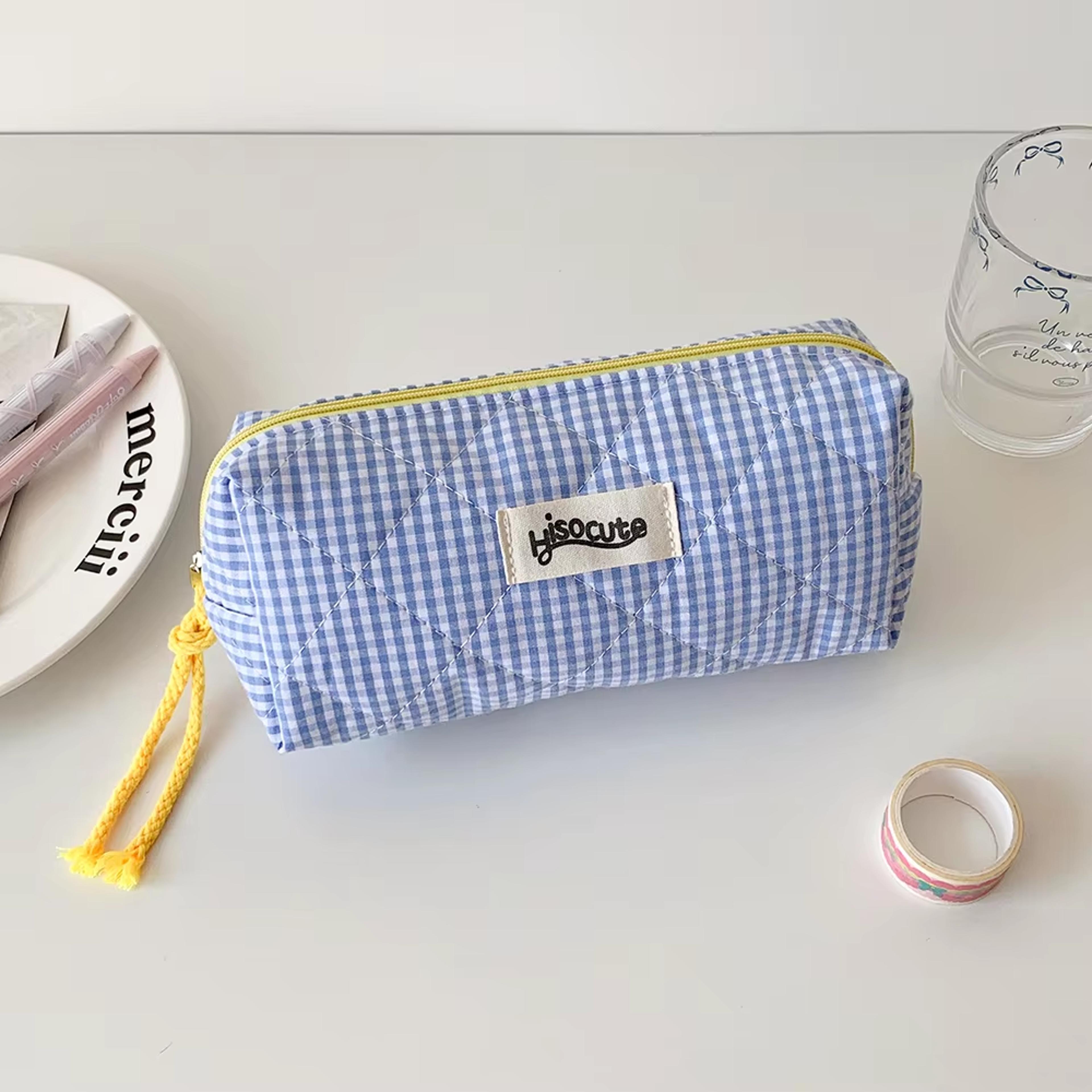 plaid large capacity pencil case and makeup storage bag