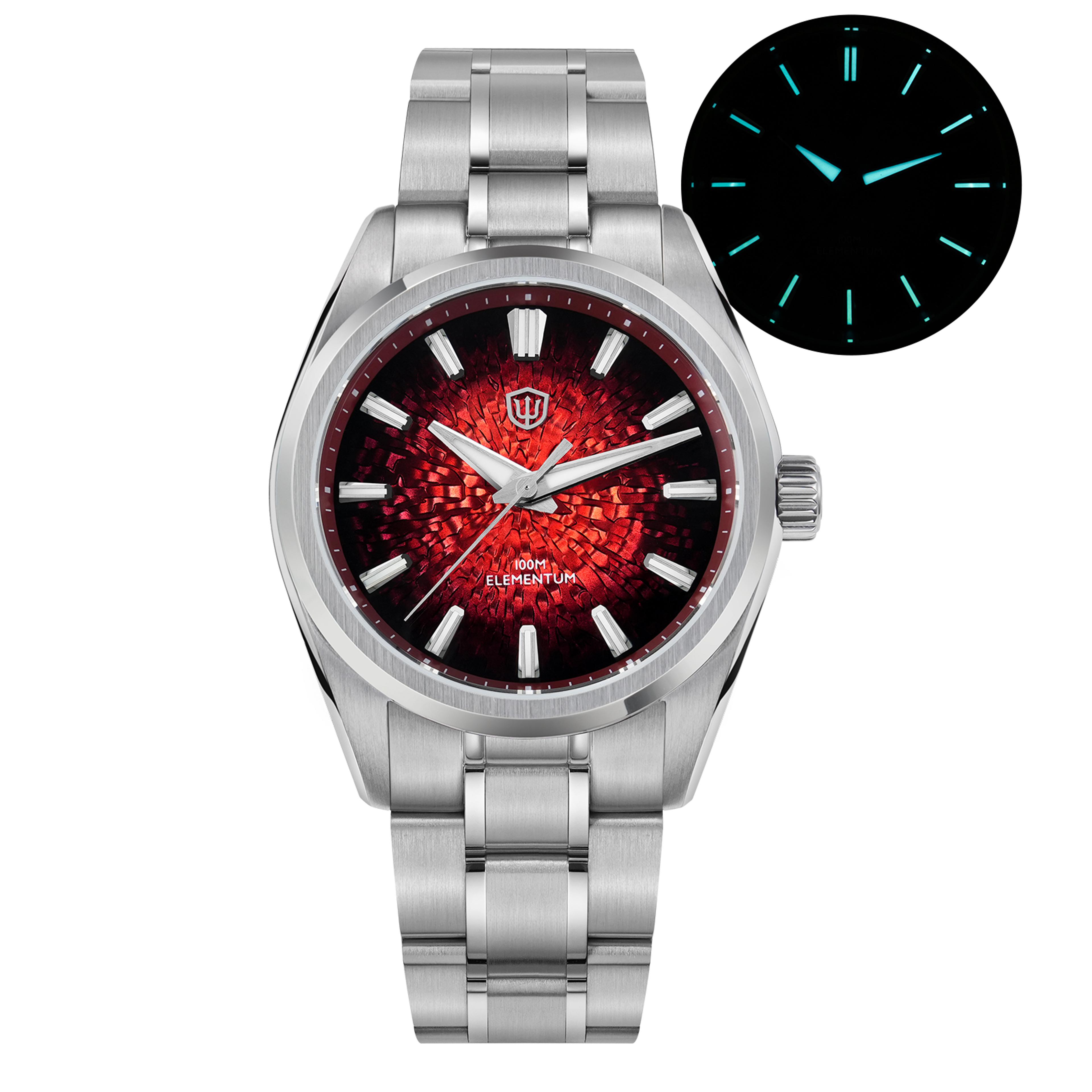 quartz watch with ice crack dial and sapphire crystal