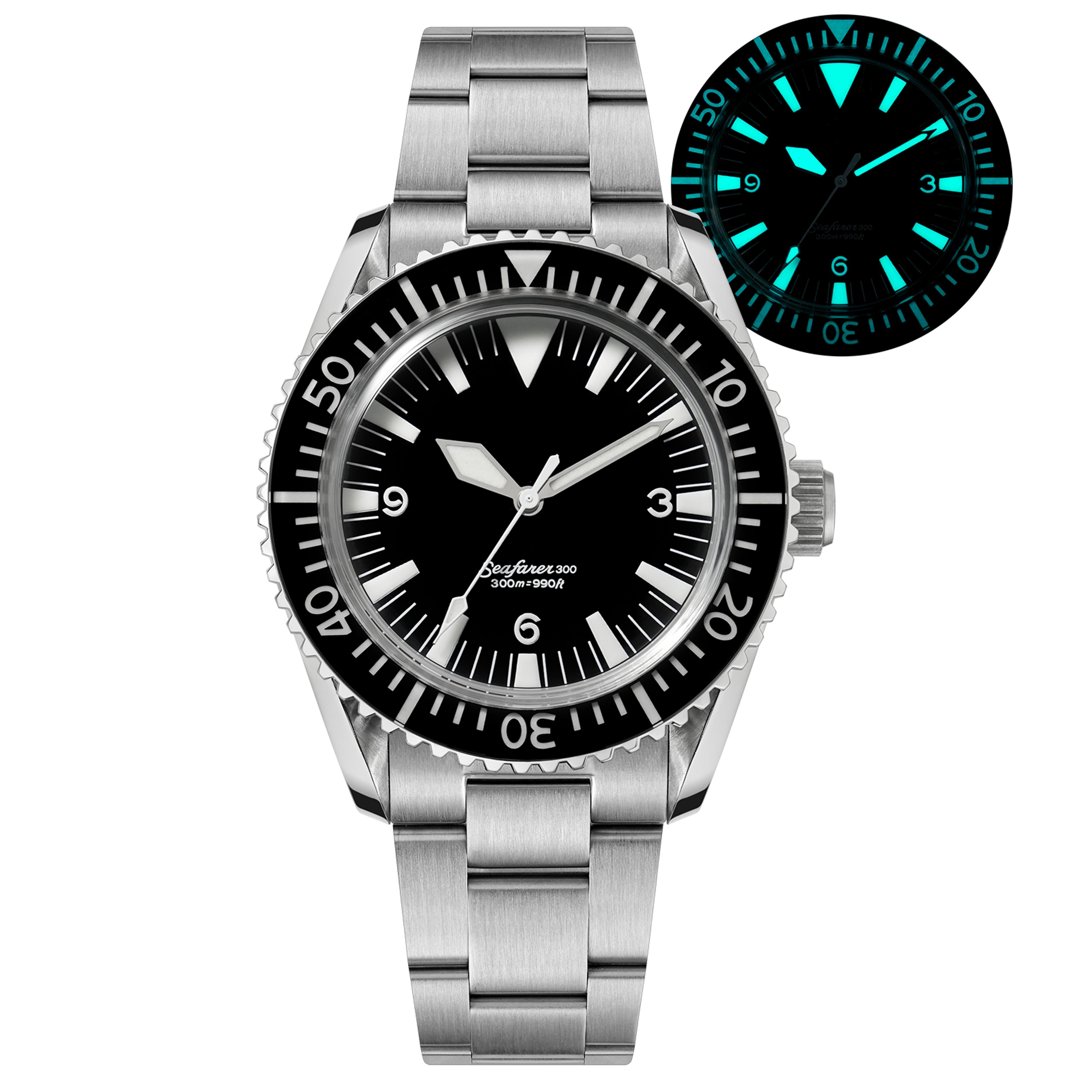 quartz watch with bubble sapphire and bgw9 lume