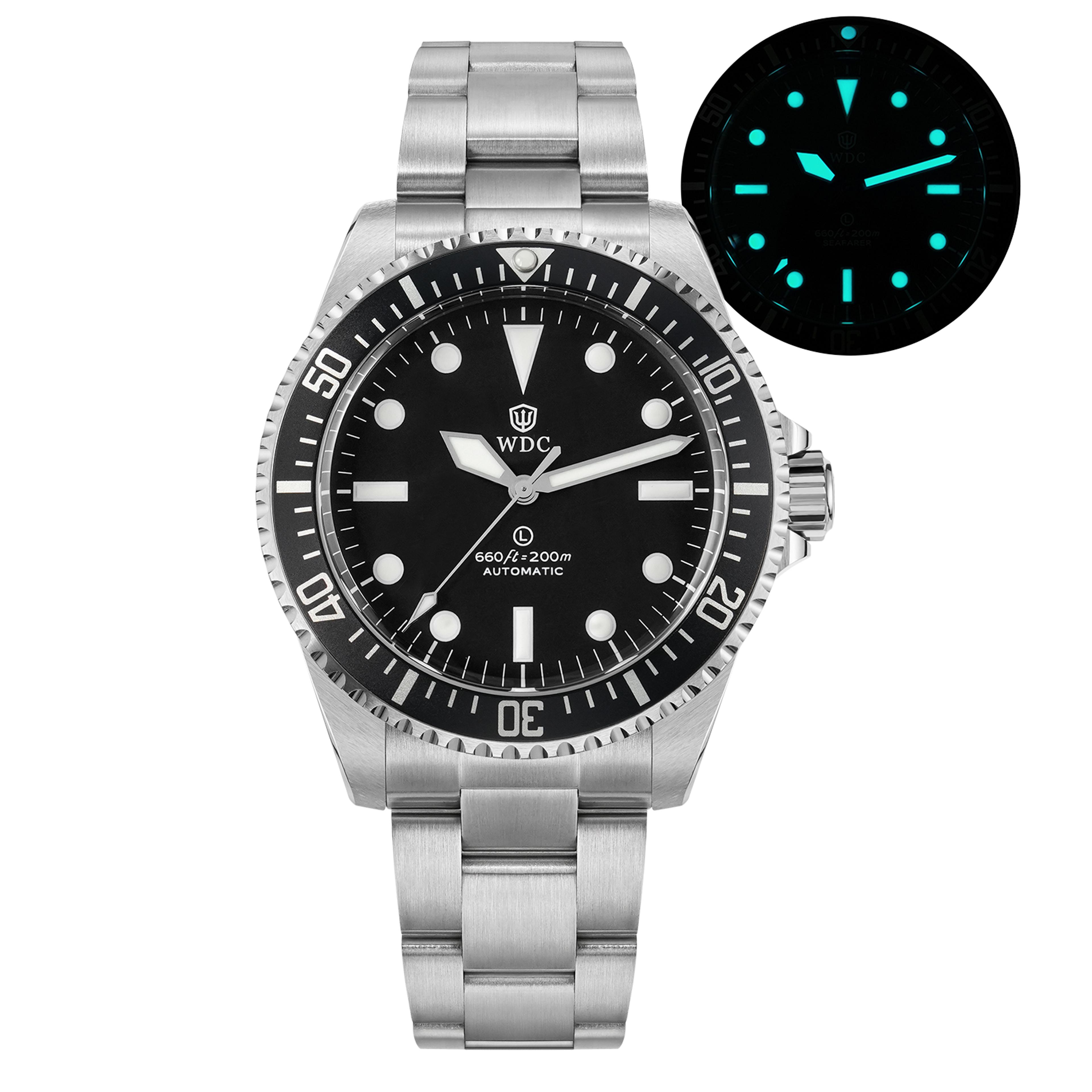 automatic dive watch with sapphire crystal and water resistance