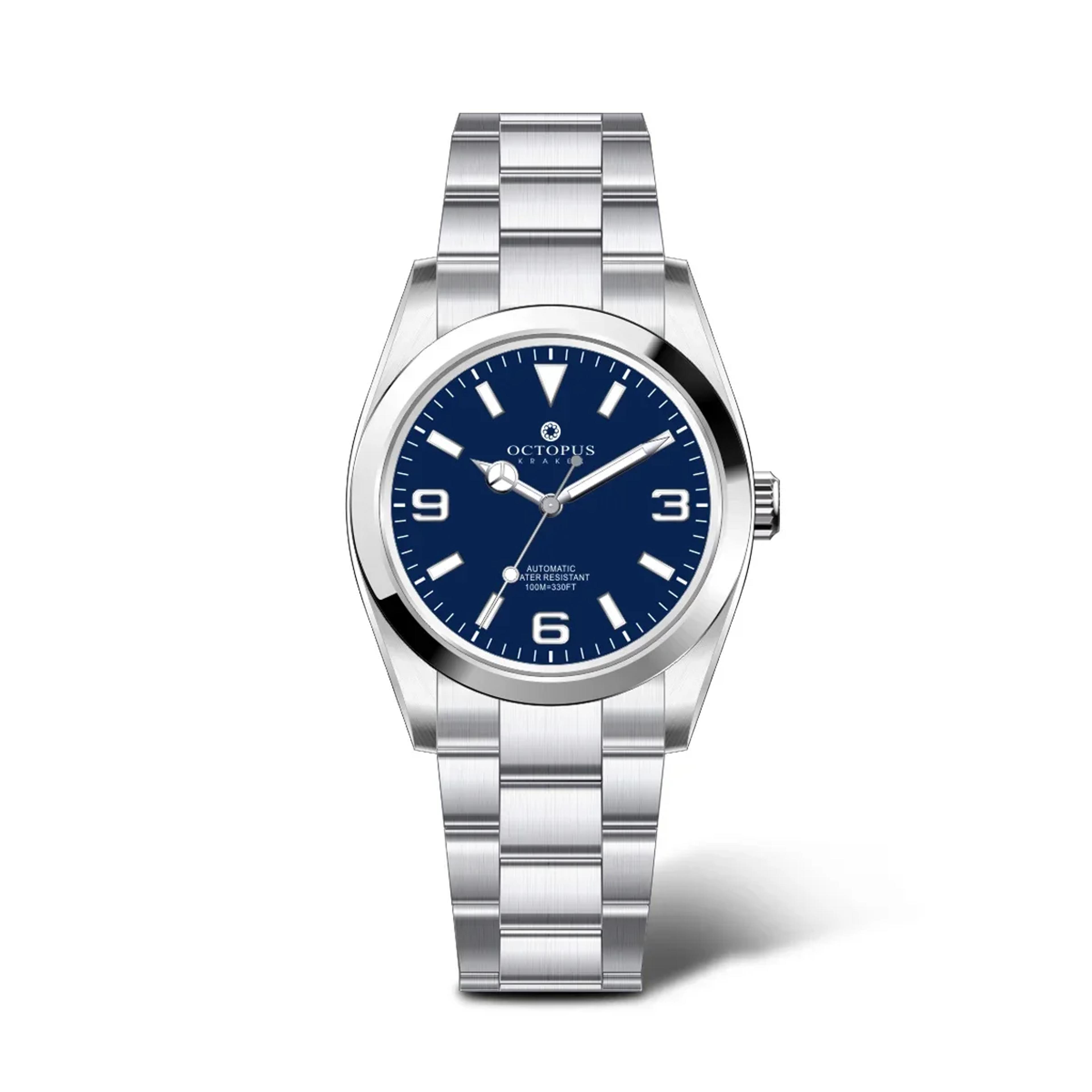 automatic watch with enamel dial and sapphire crystal