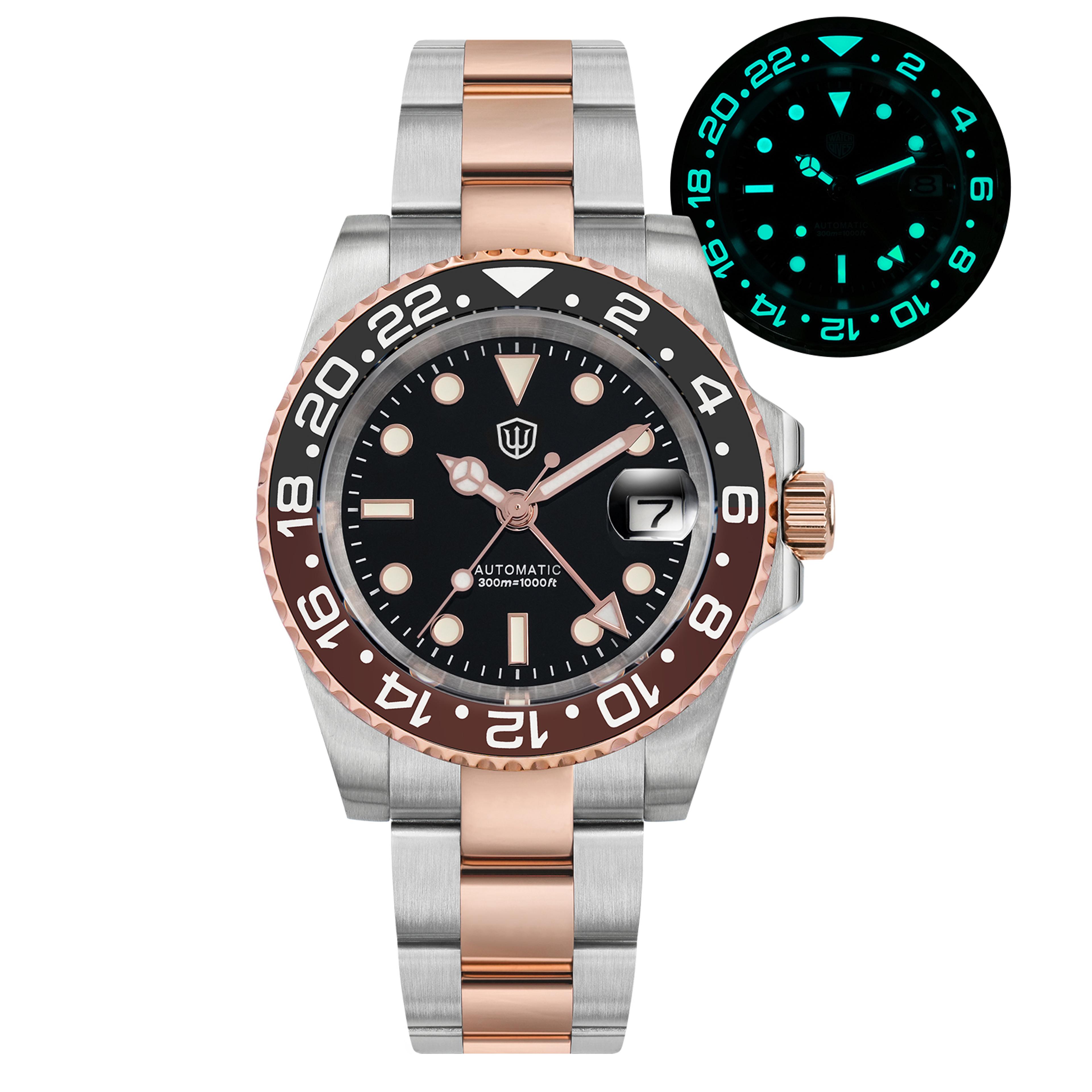 gmt watch automatic dive watch with sapphire crystal
