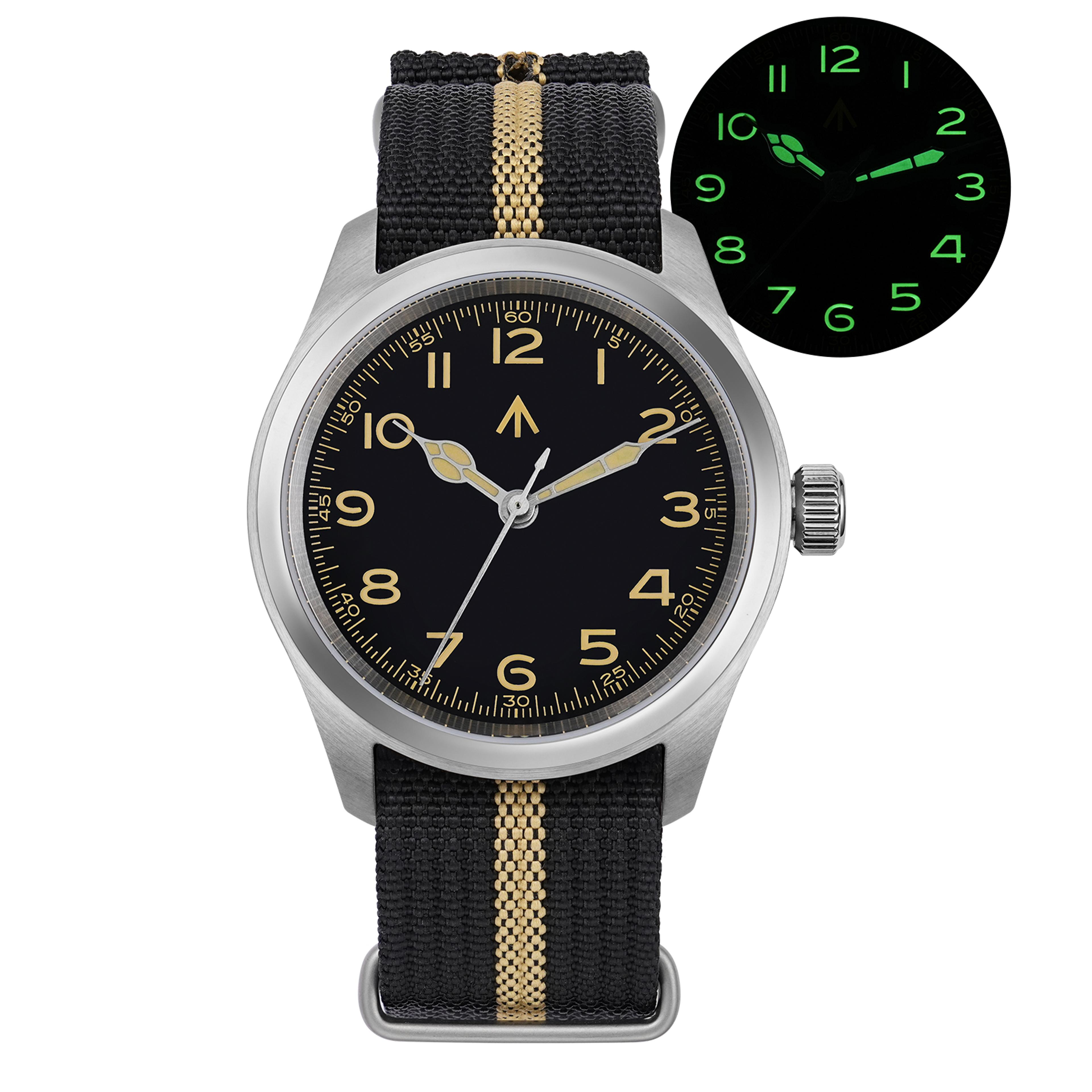 military field watch with sweep and sapphire crystal