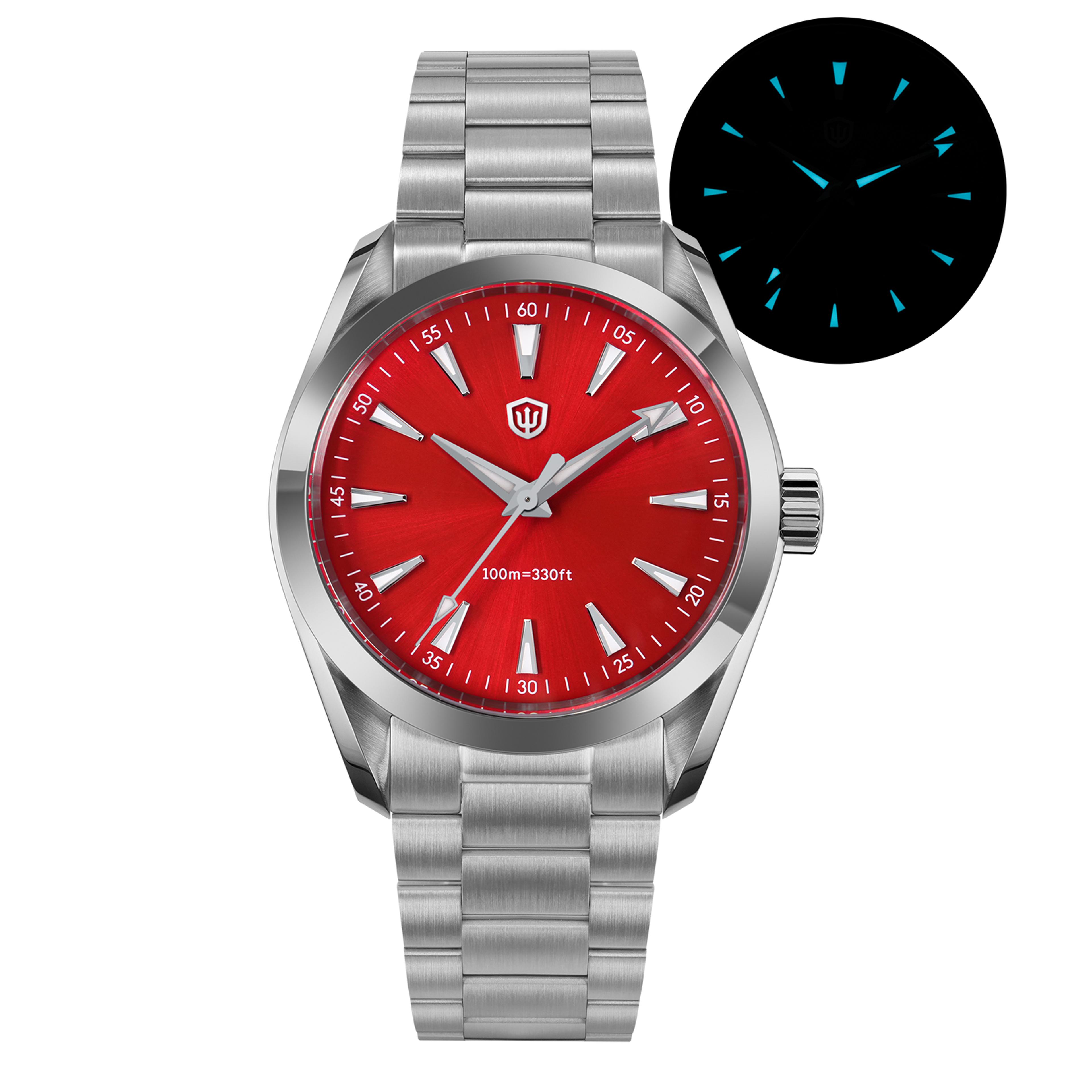 sweep second watch with sapphire crystal and water resistance
