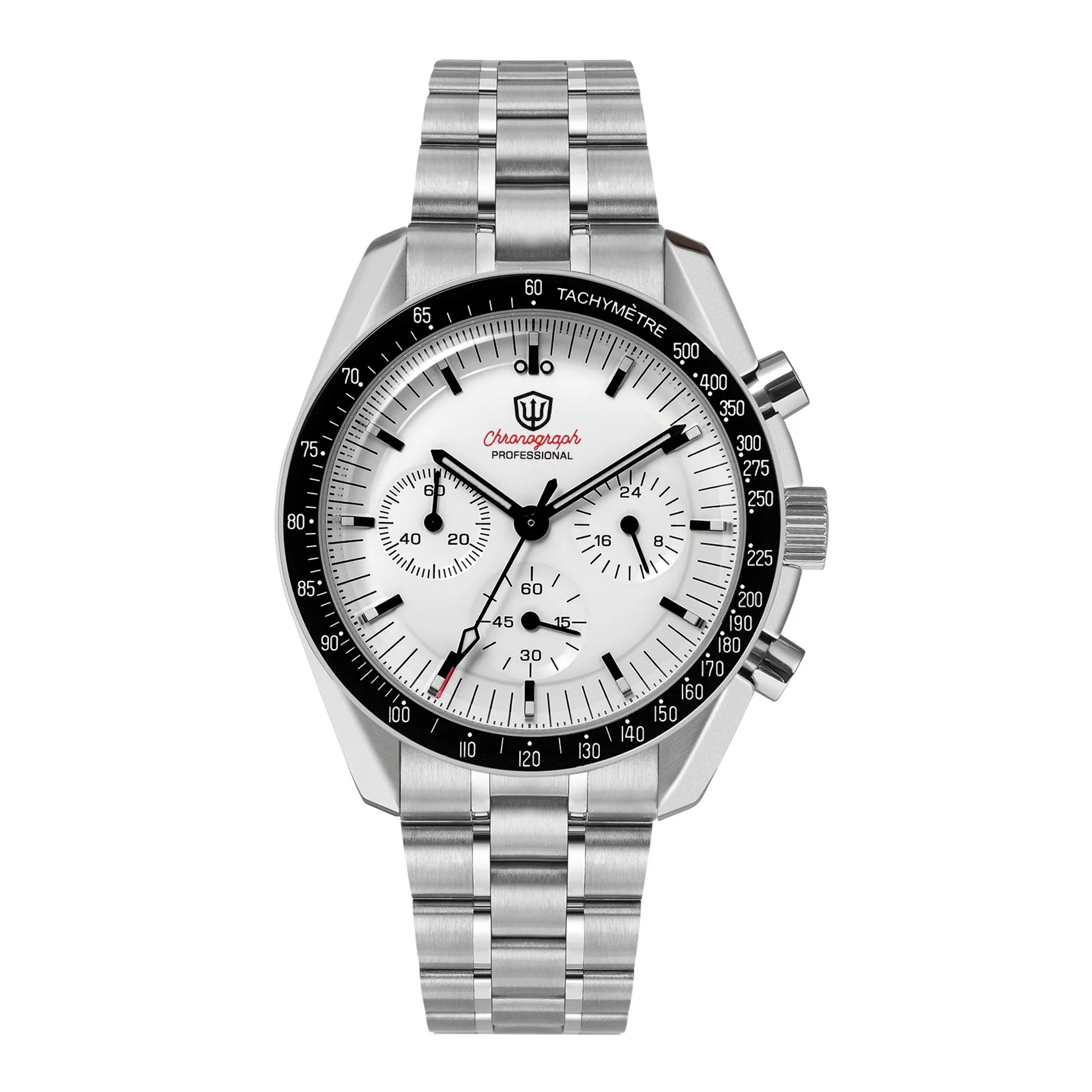 meca quartz chronograph sapphire vintage watch