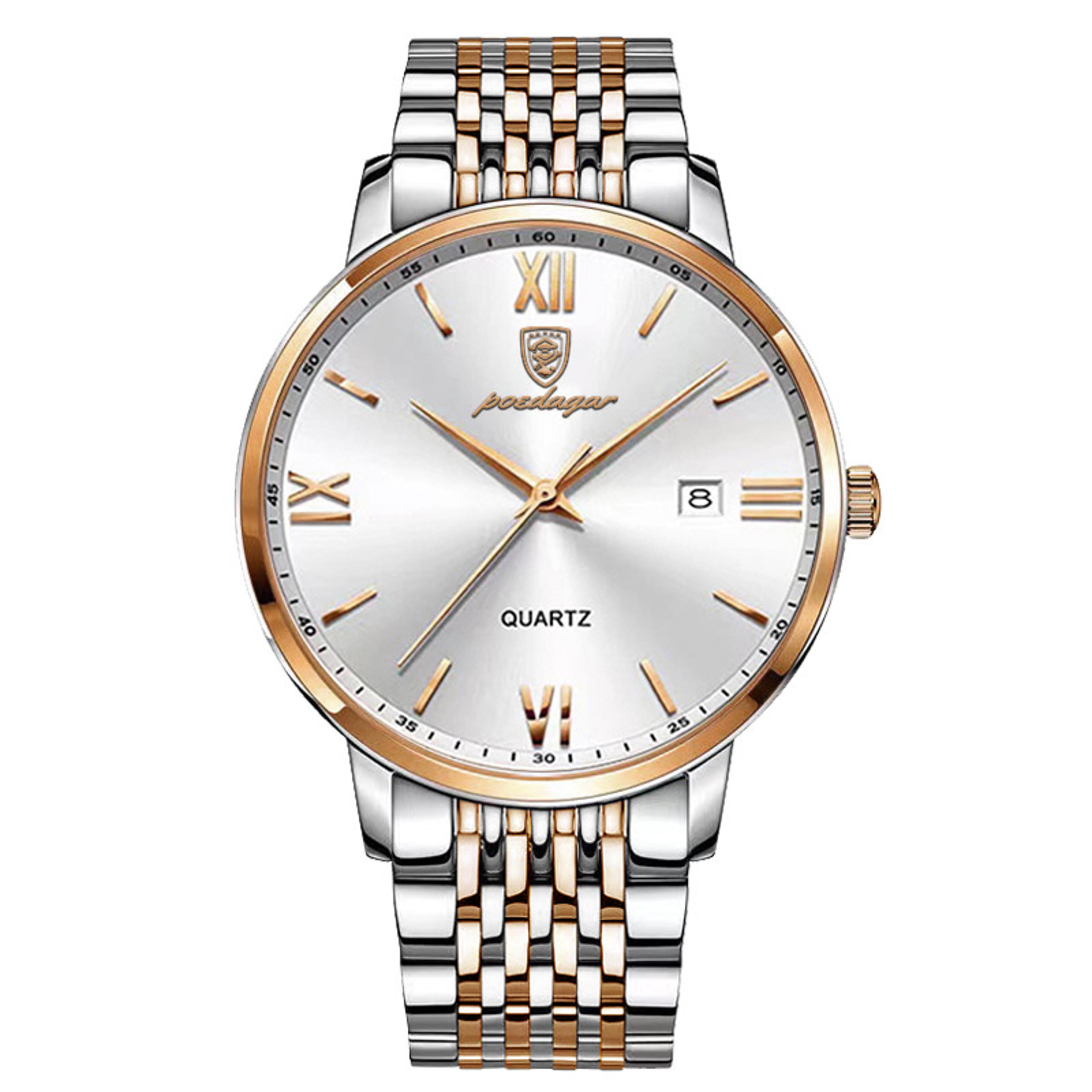 luxury mens quartz watch waterproof stainless steel date watch