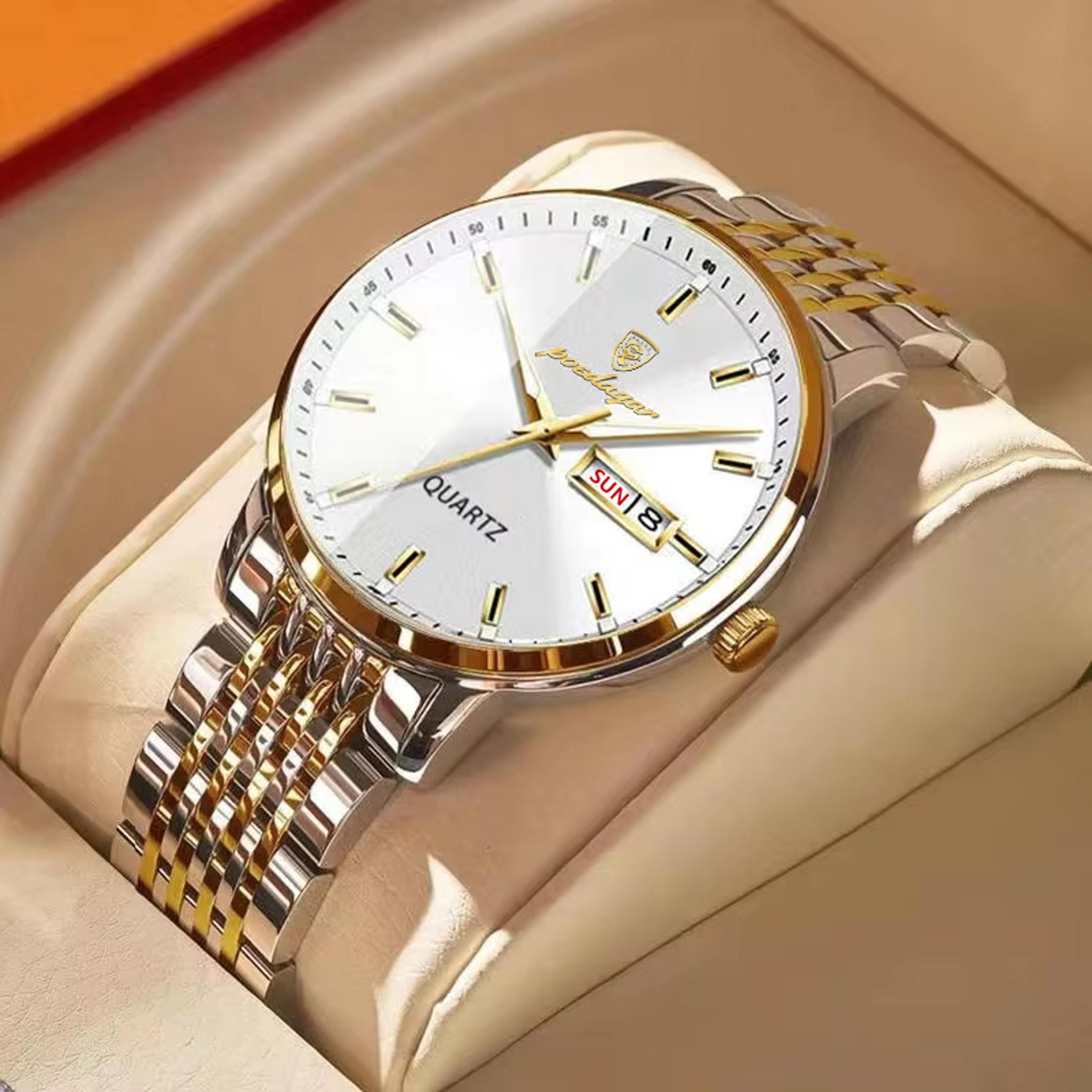 luxury mens quartz watch waterproof luminous stainless steel date watch