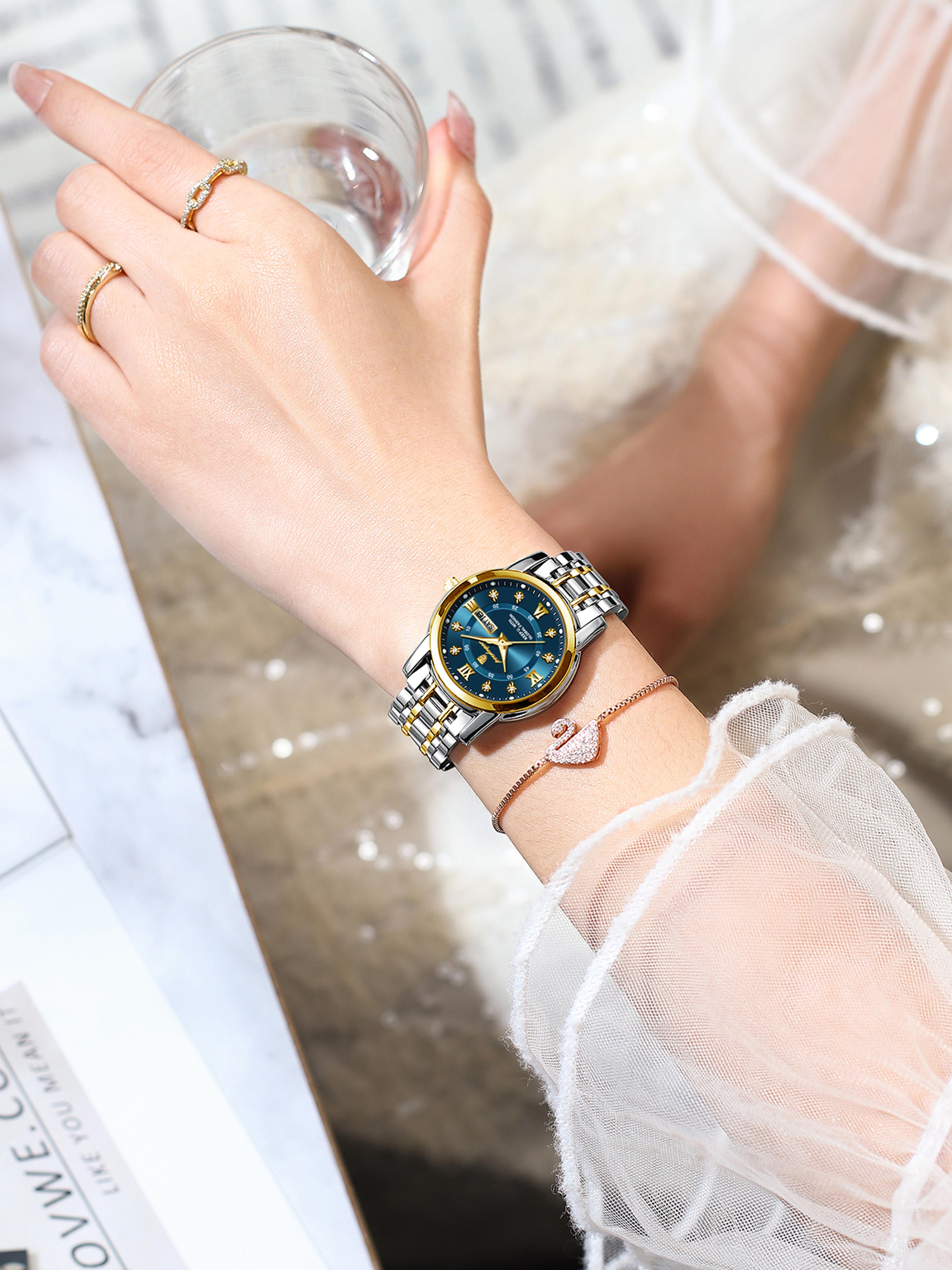 womens stainless steel watch waterproof luminous quartz dress watch