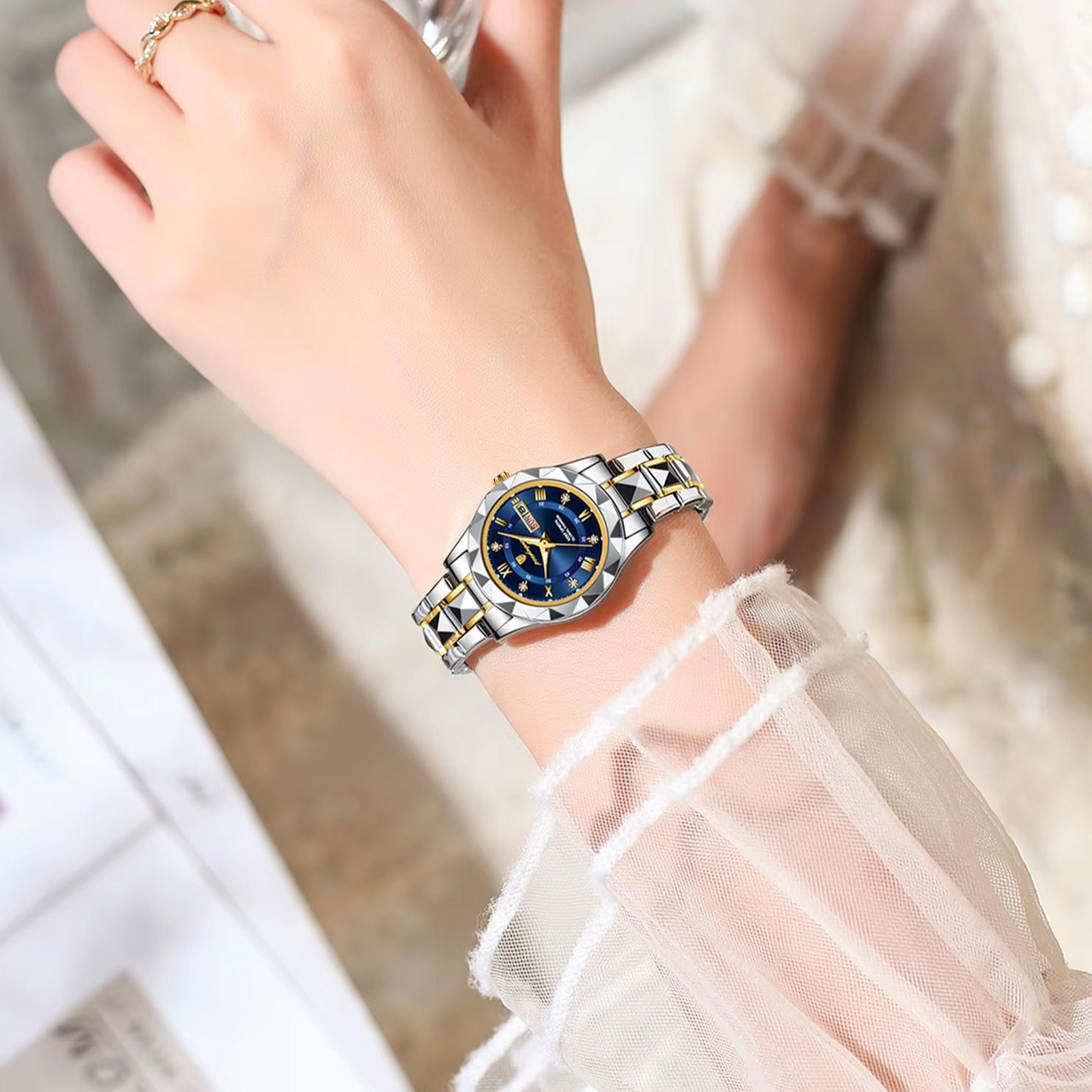 elegant womens quartz watch waterproof stainless steel date watch