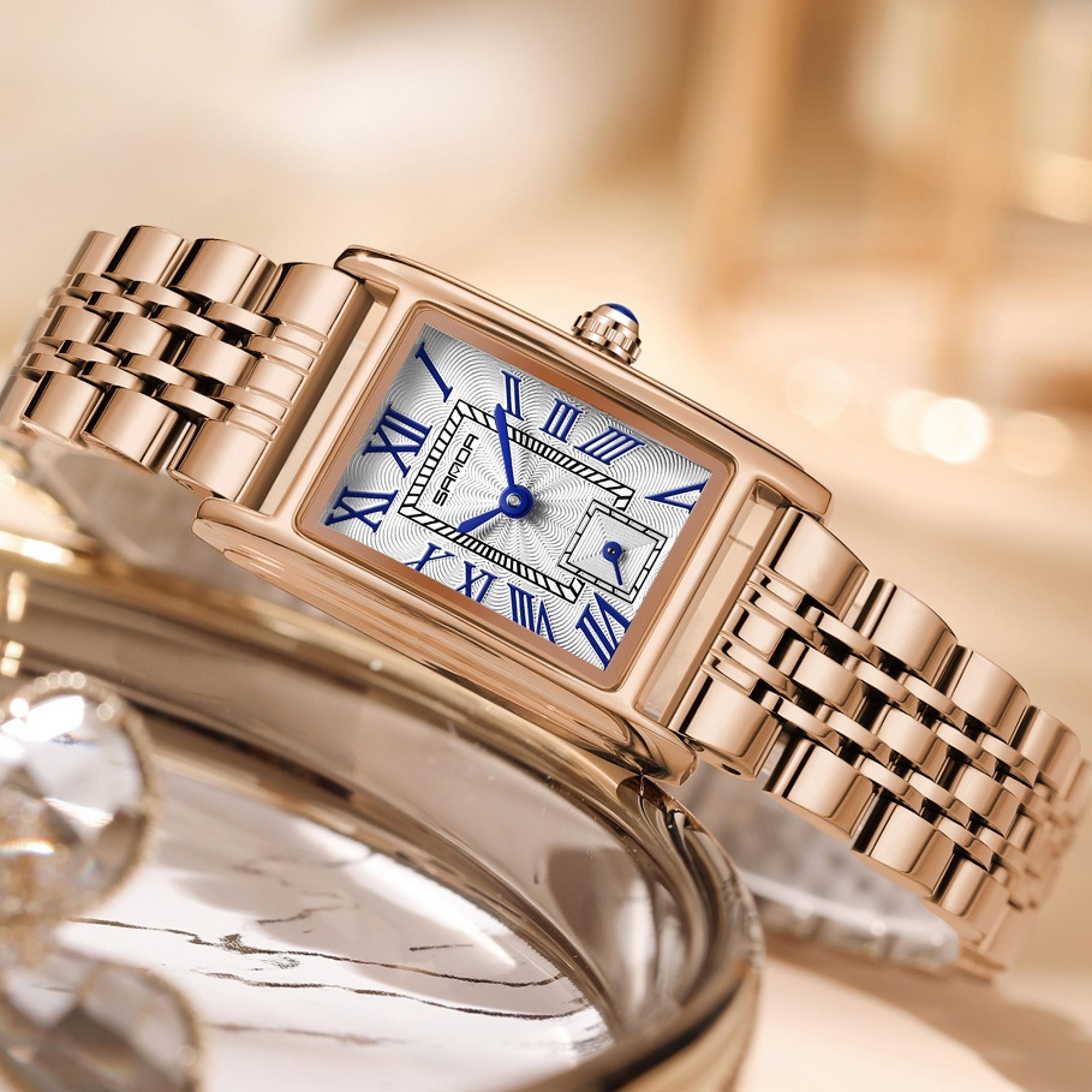 womens rectangle watch elegant quartz leather wristwatch