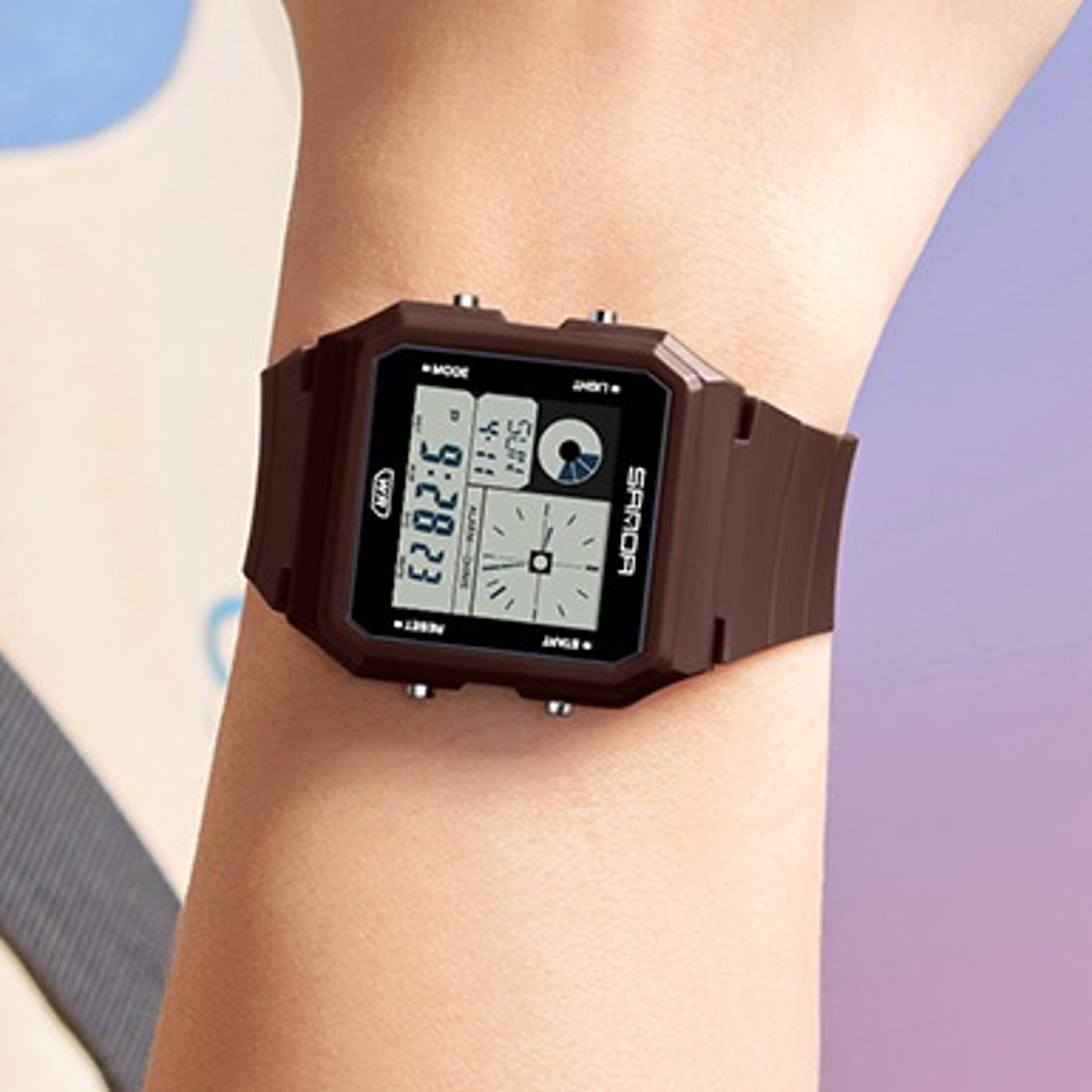 waterproof digital sports watch with alarm backlight and world time