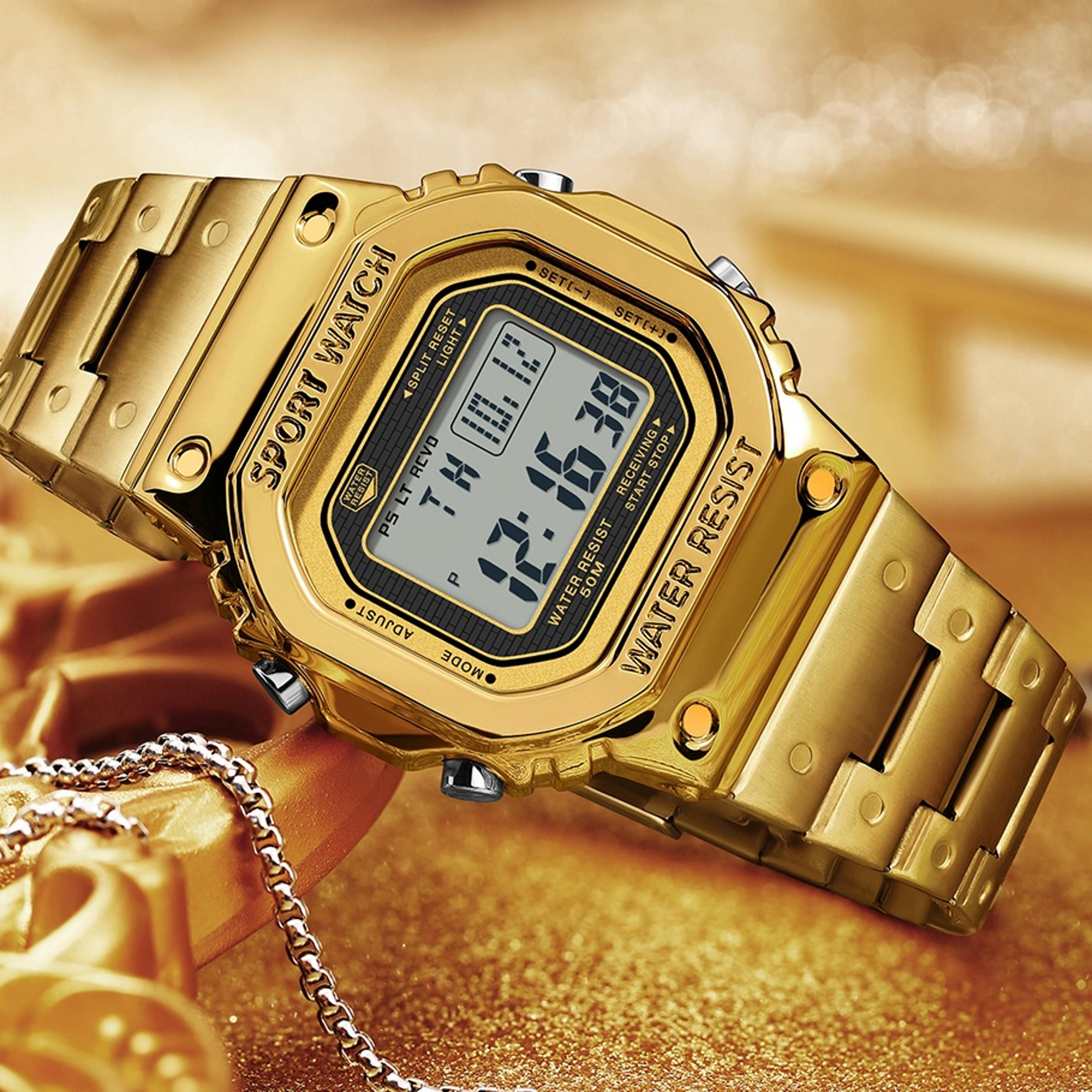 mens digital watch waterproof stainless steel multifunction sports watch