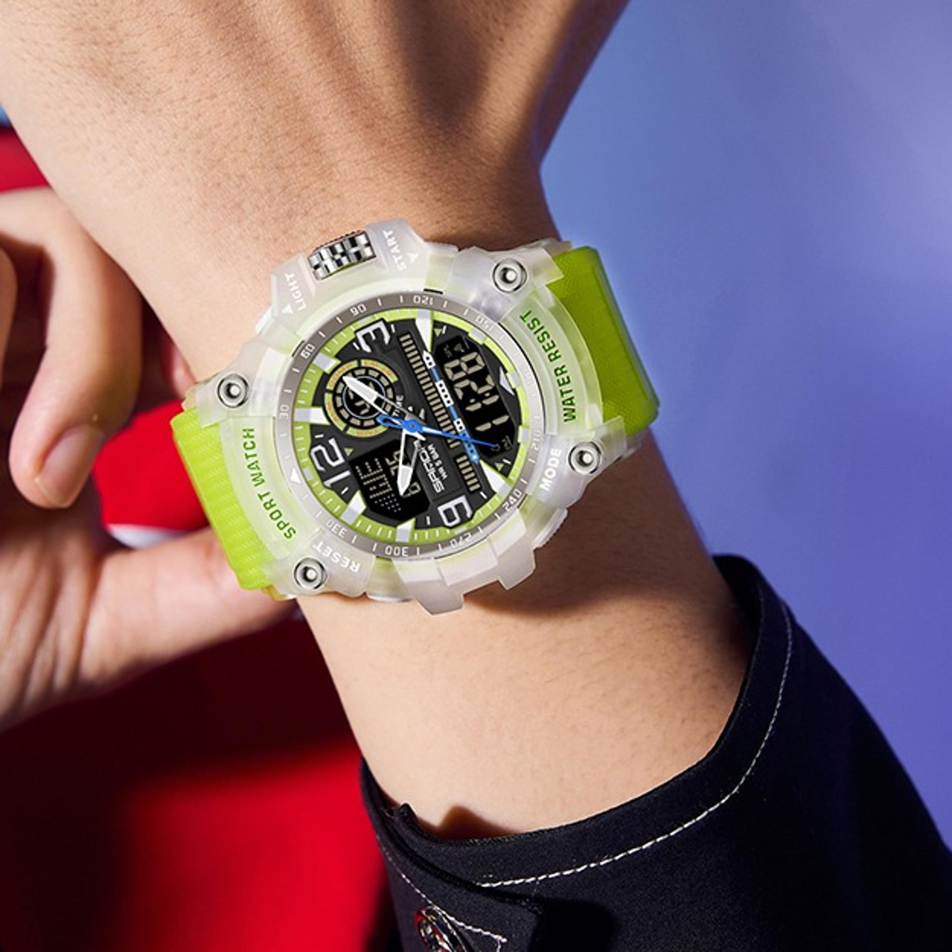 mens sports watch waterproof multifunction dual display outdoor watch
