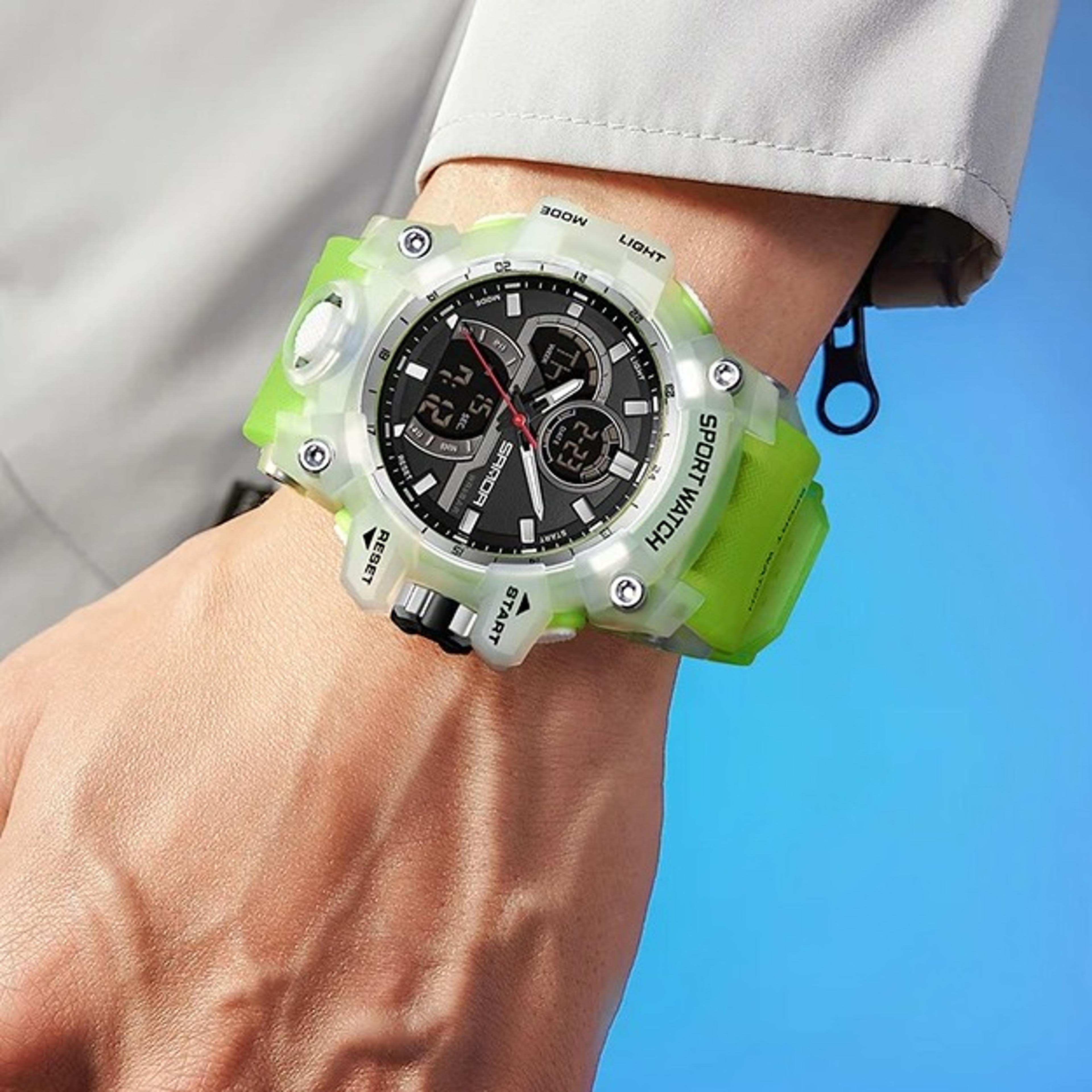 waterproof sports watch for men dual display outdoor digital watch
