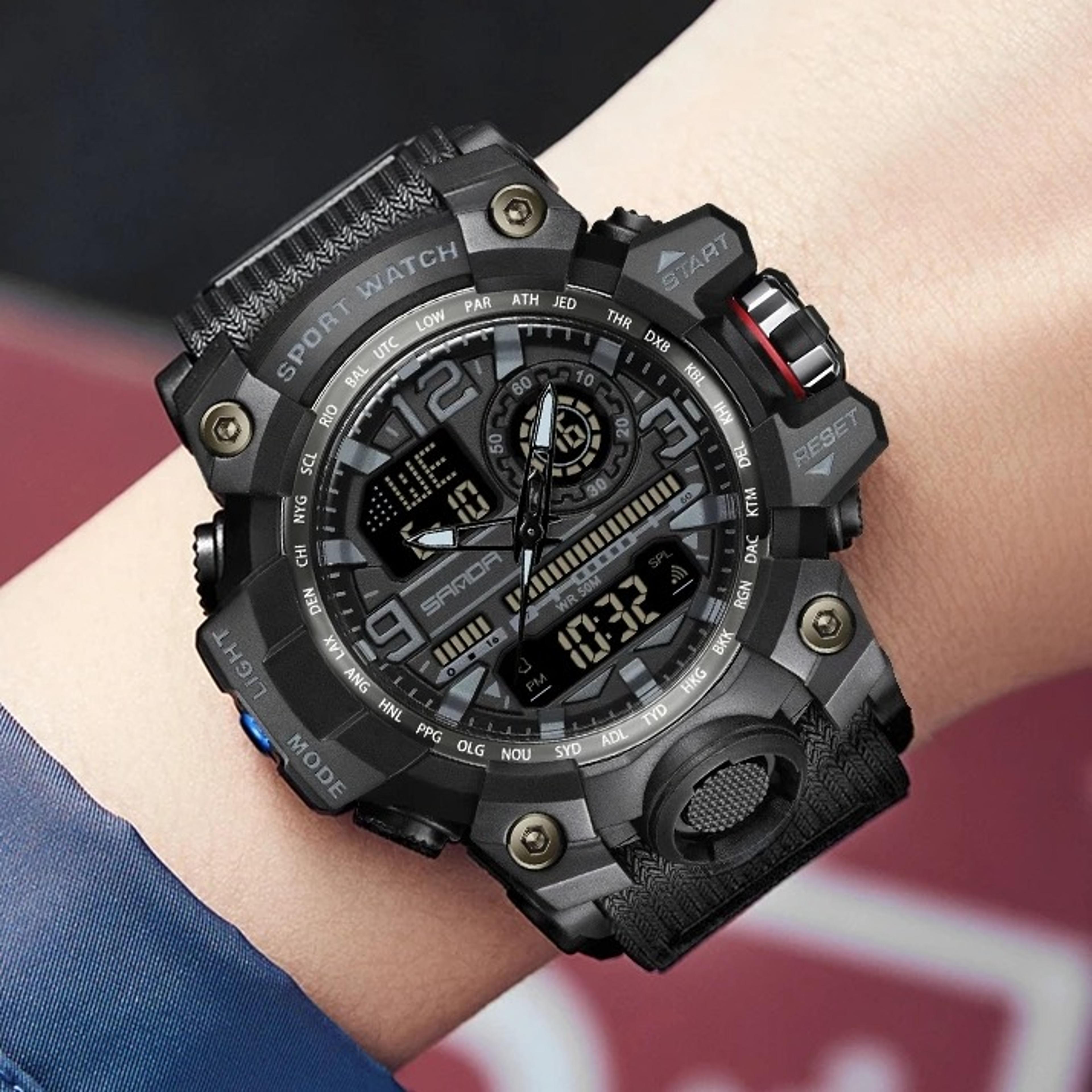 waterproof military sports watch for men dual display