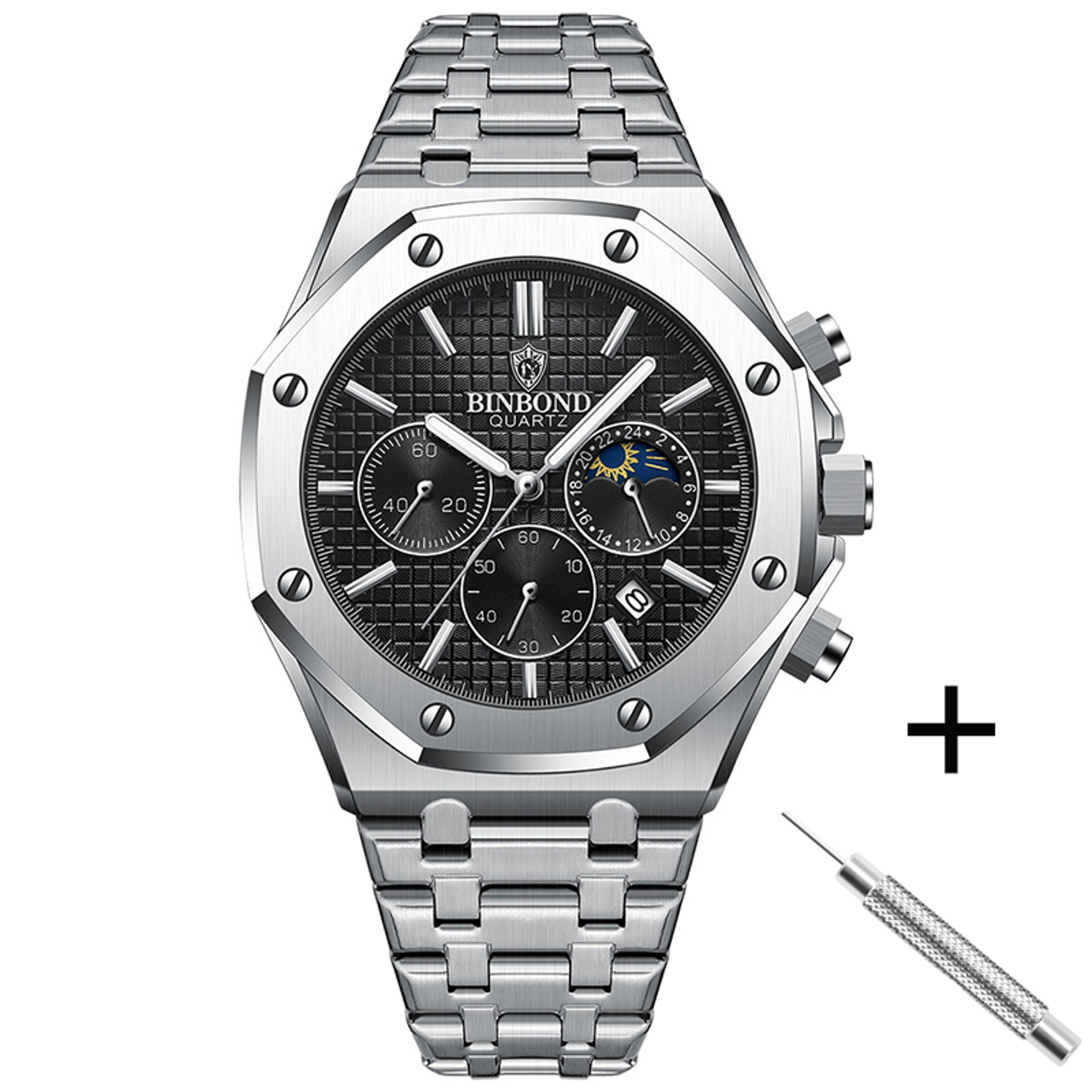 luxury mens quartz watch stainless steel luminous waterproof design