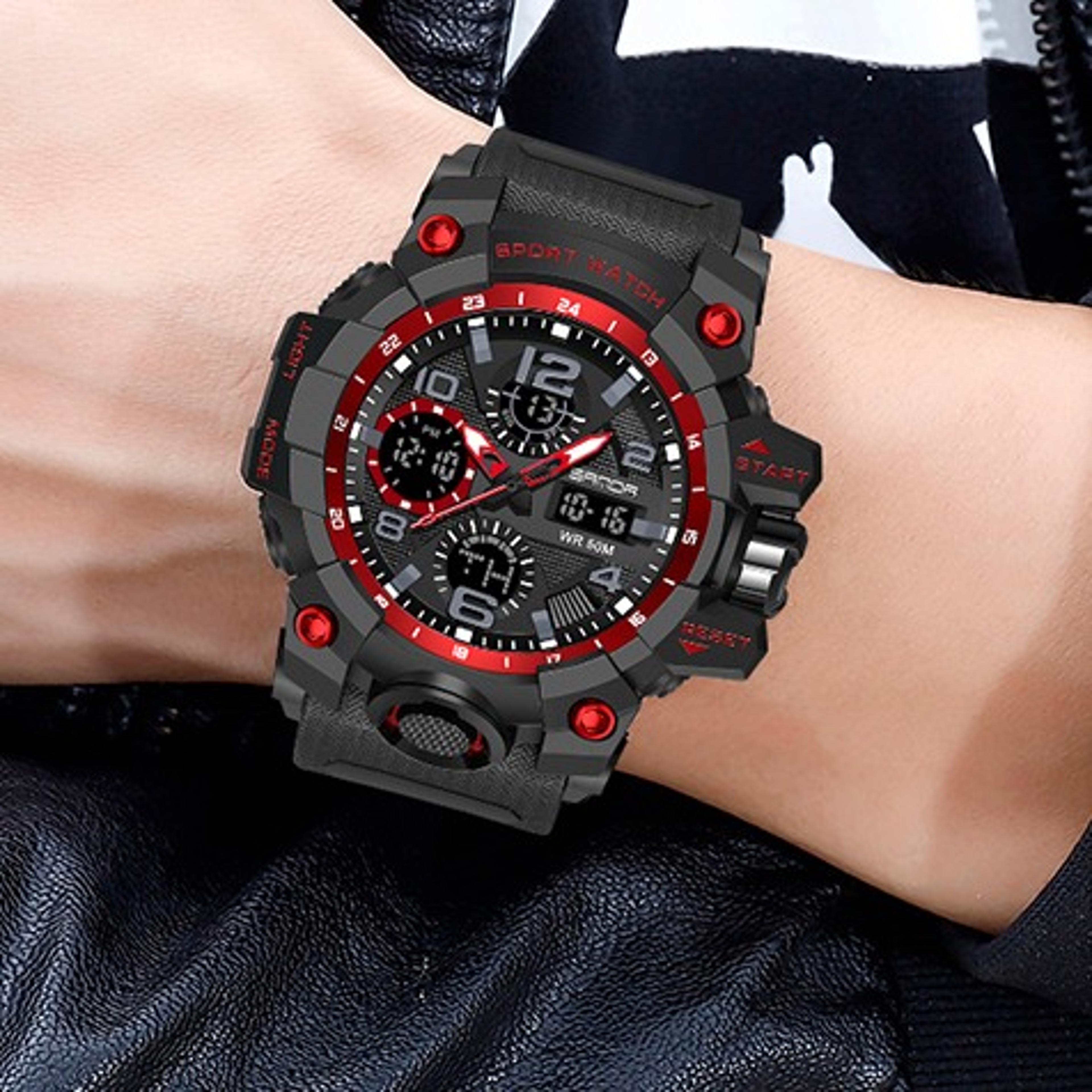 mens sport watch waterproof dual display digital analog watch