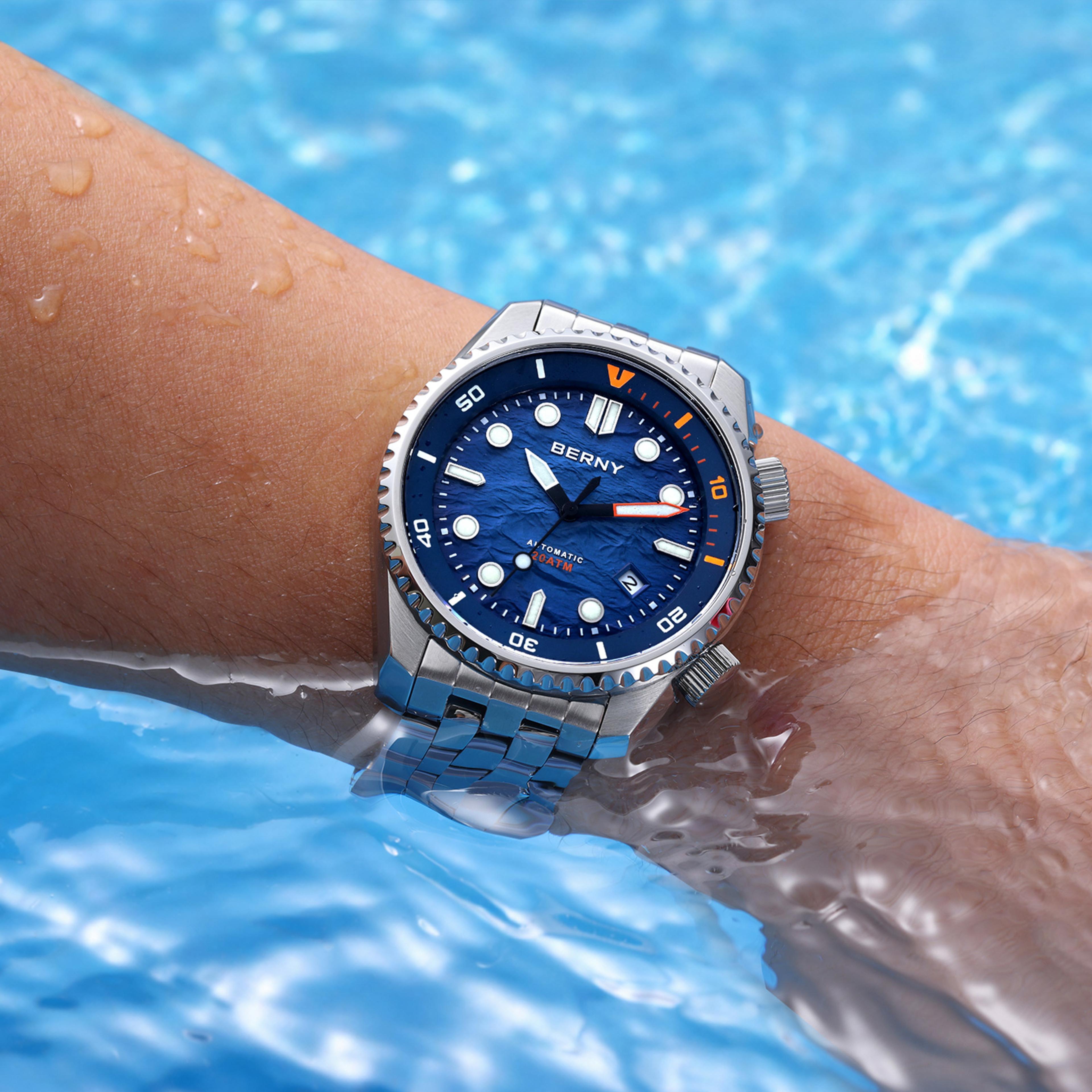 automatic diver watch for men waterproof sapphire steel mechanical watch