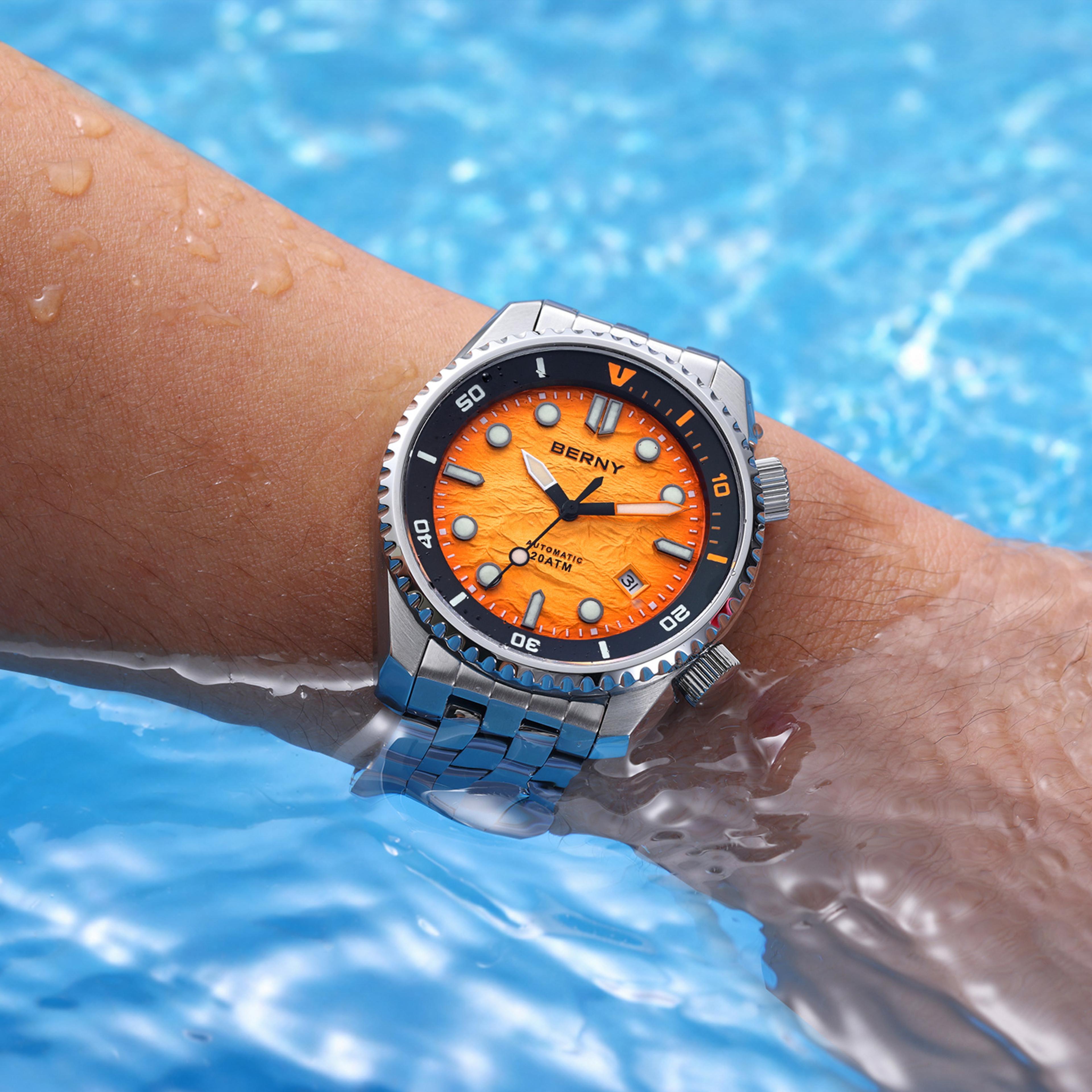 automatic dive watch for men sapphire stainless steel