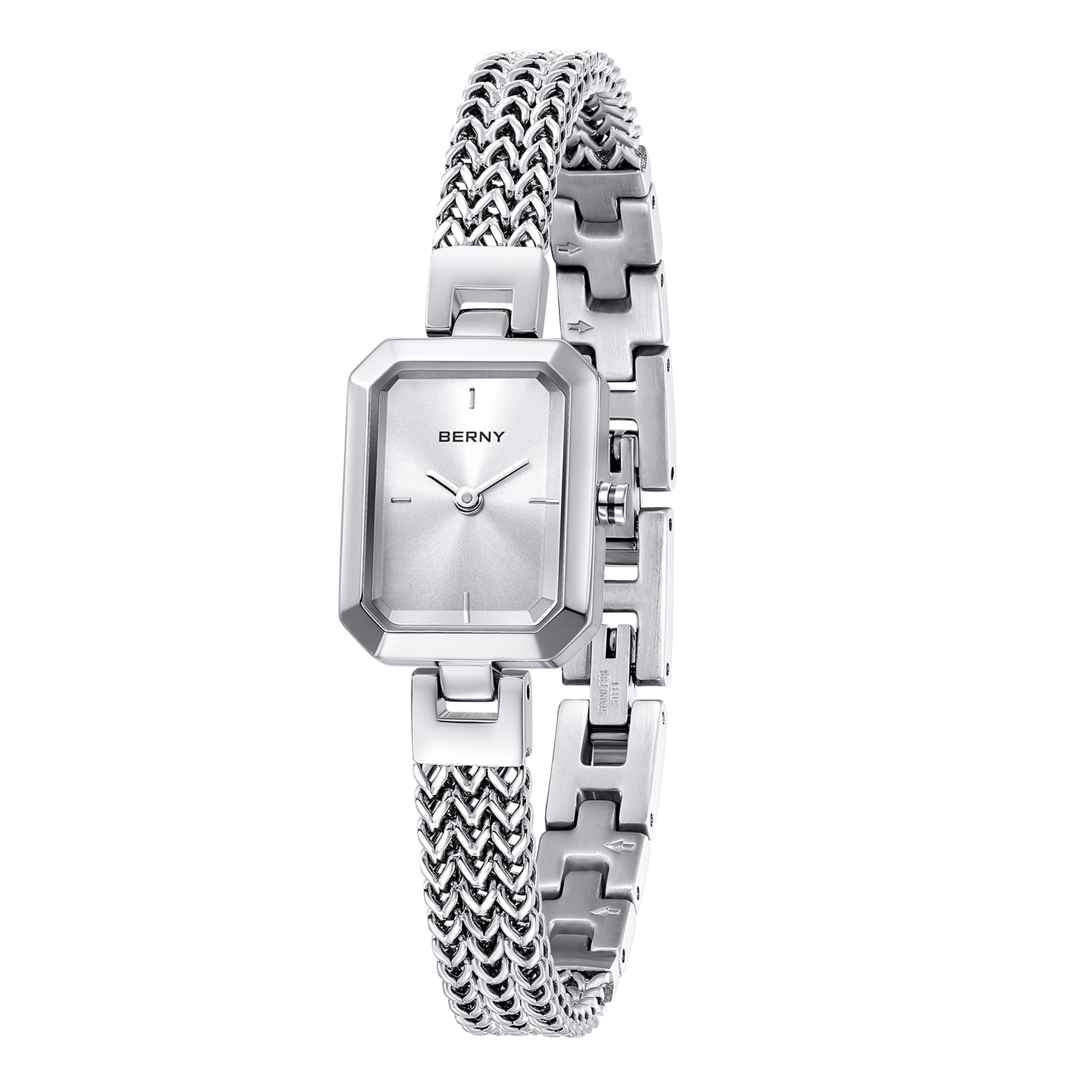 dainty rectangle watch for women minimalist quartz stainless steel bracelet